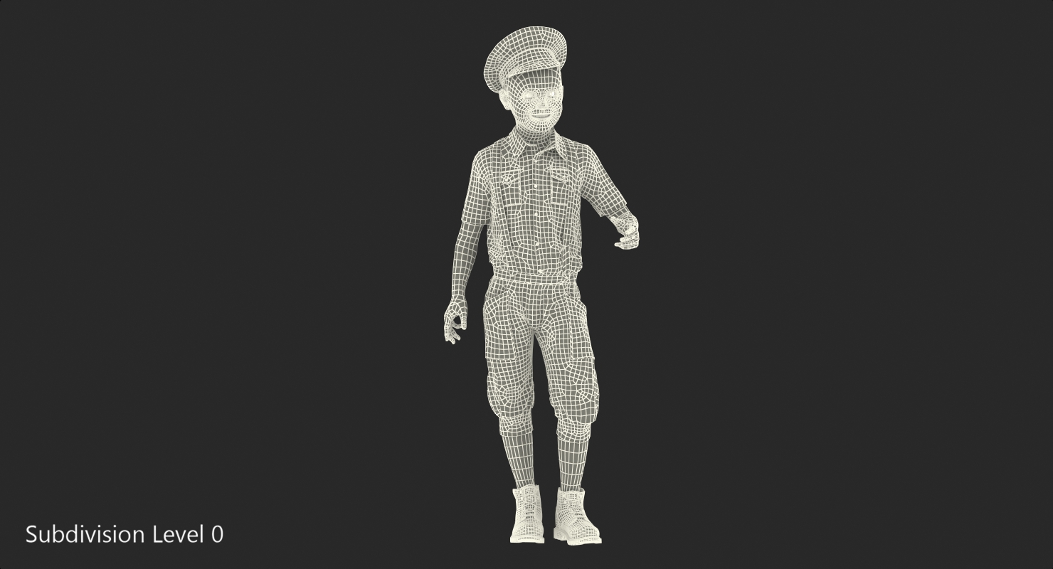 3D model Realistic Vintage Boy Standing Pose