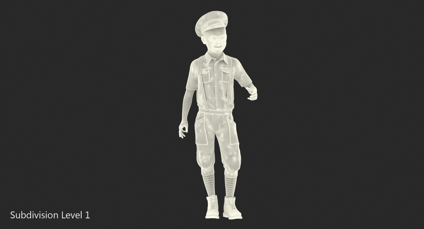 3D model Realistic Vintage Boy Standing Pose