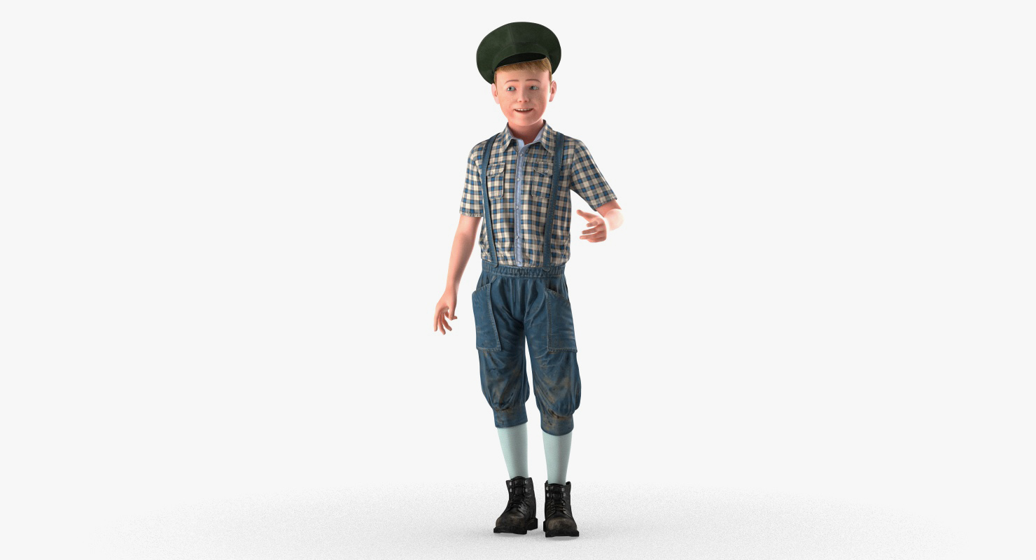 3D model Realistic Vintage Boy Standing Pose