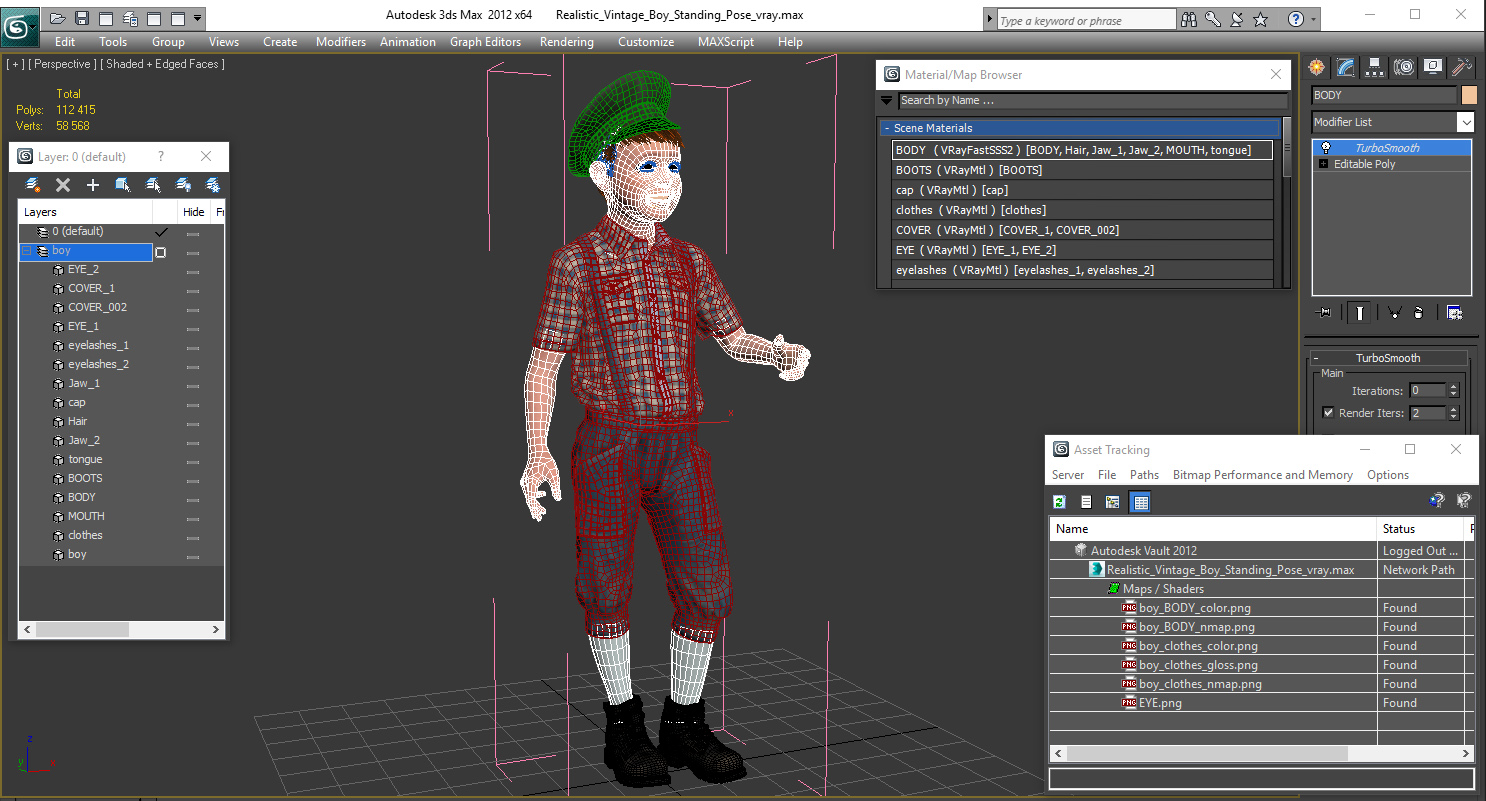 3D model Realistic Vintage Boy Standing Pose