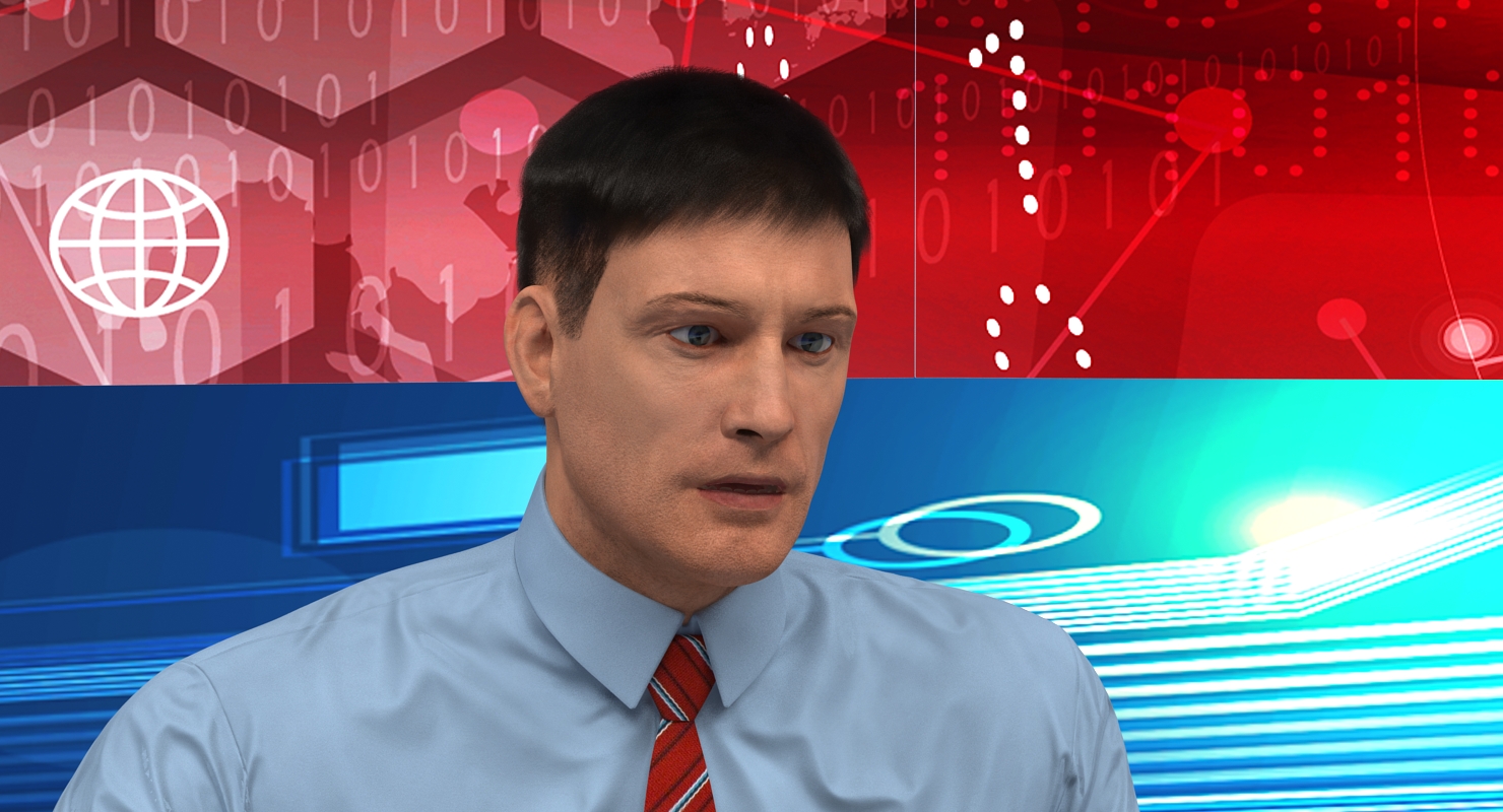 News Presenter in TV Studio Rigged 3D model