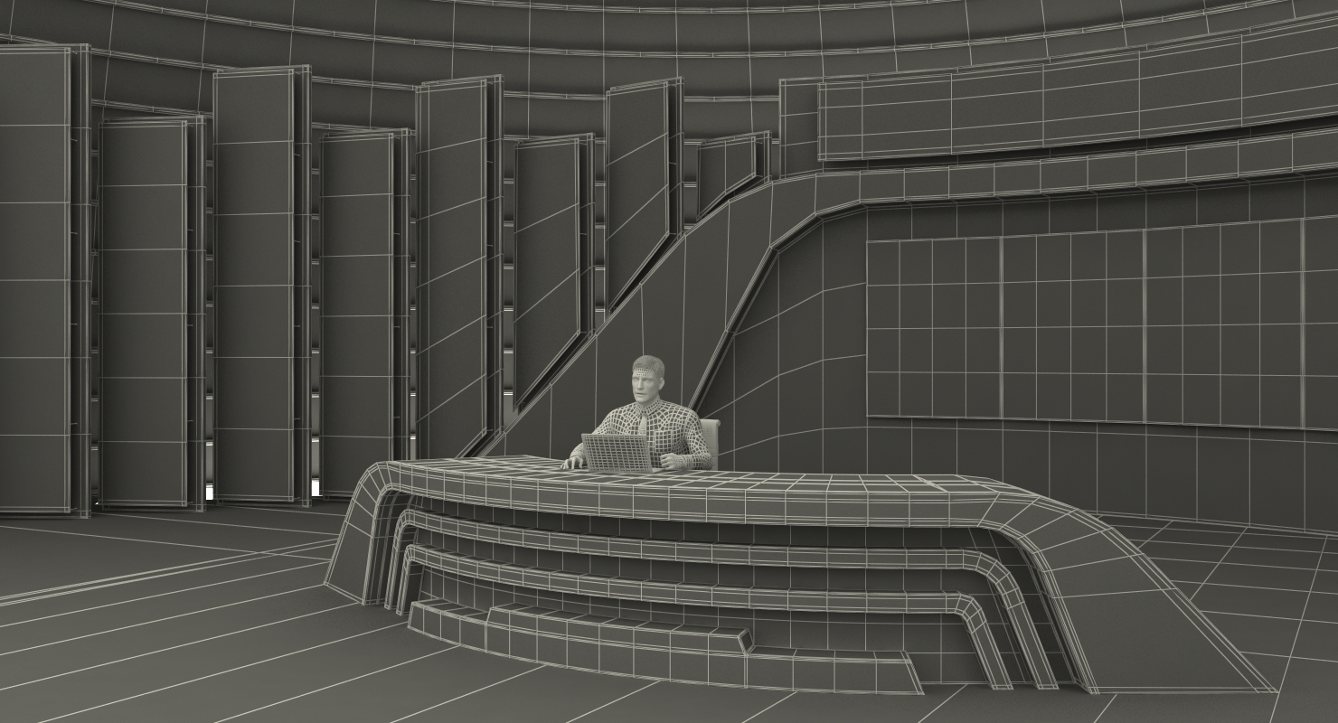 News Presenter in TV Studio Rigged 3D model