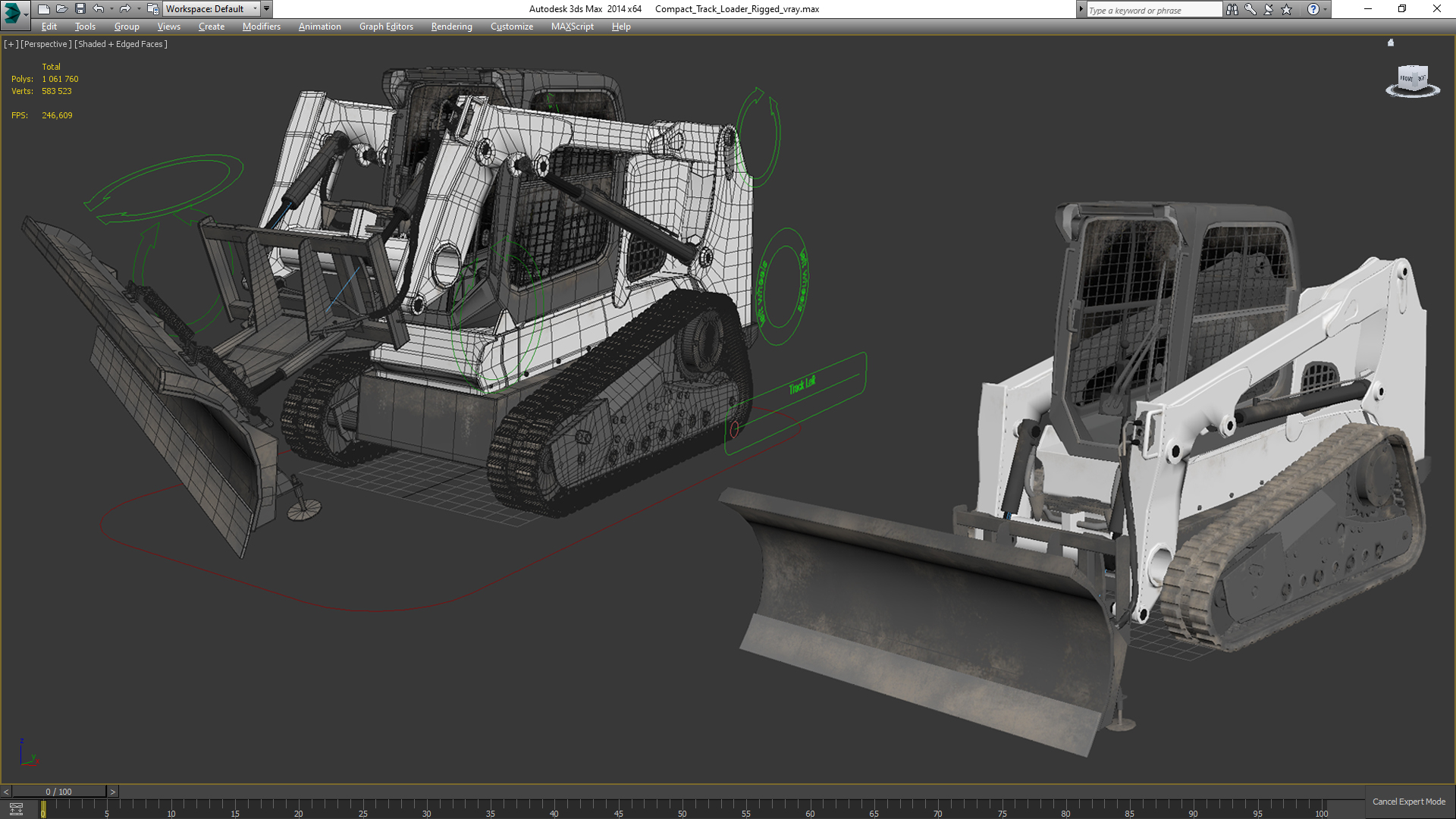 3D Compact Track Loader Rigged for Cinema 4D