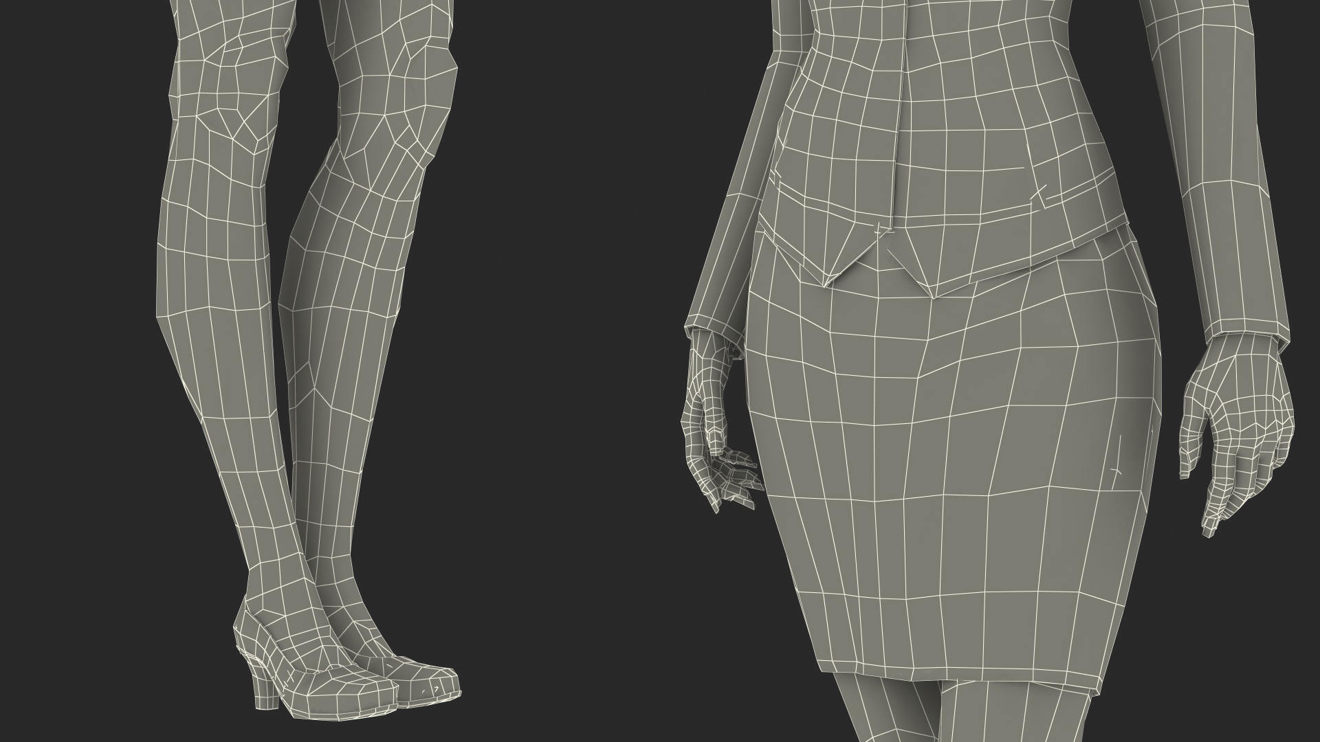 Stewardess in Maroon Uniform Standing Pose 3D