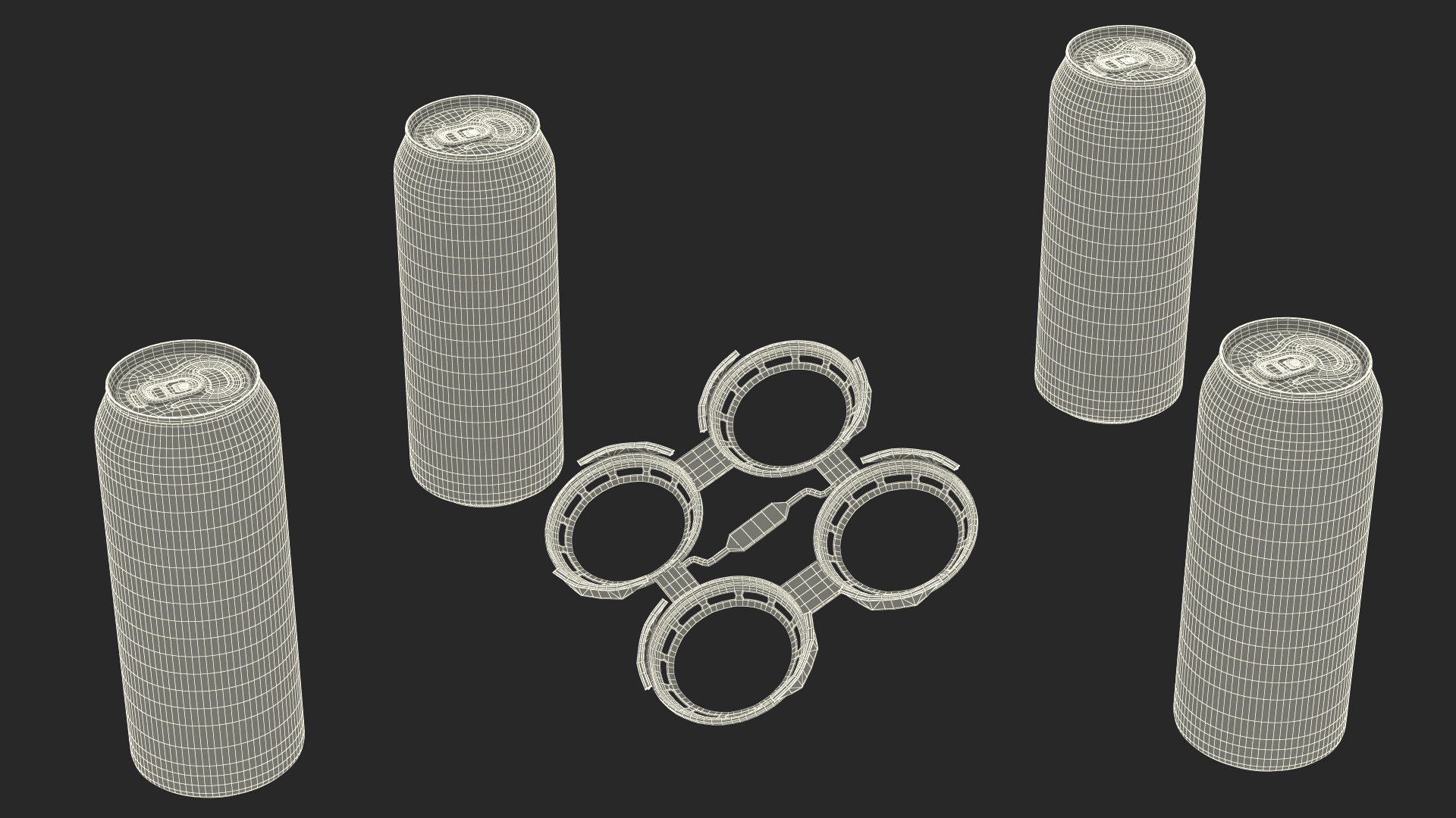 3D Plastic Rings Holder for 4 Beer Cans
