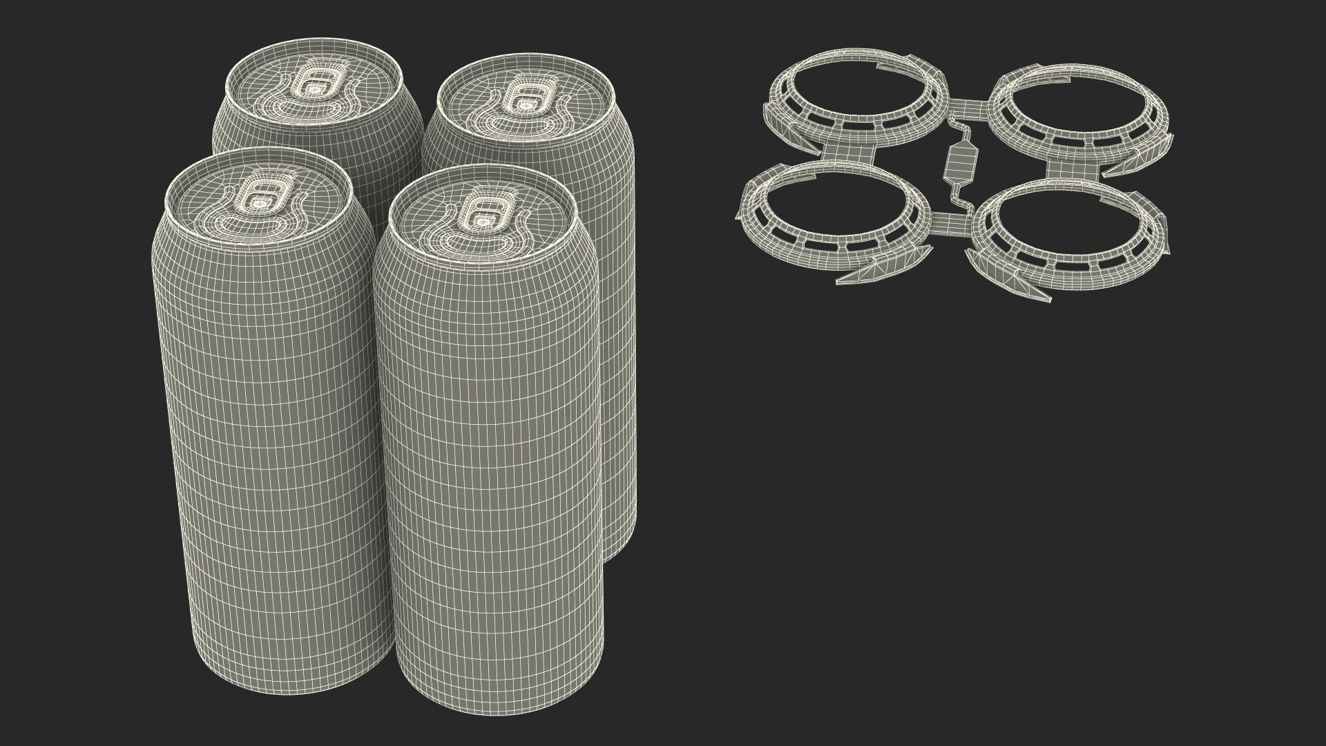 3D Plastic Rings Holder for 4 Beer Cans