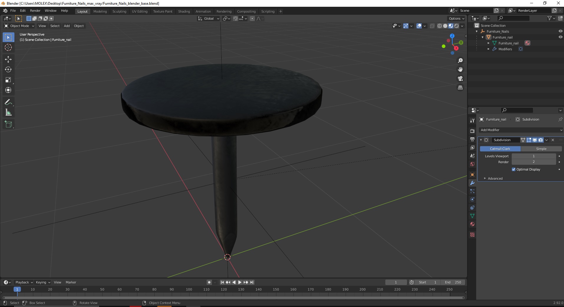 3D model Furniture Nails