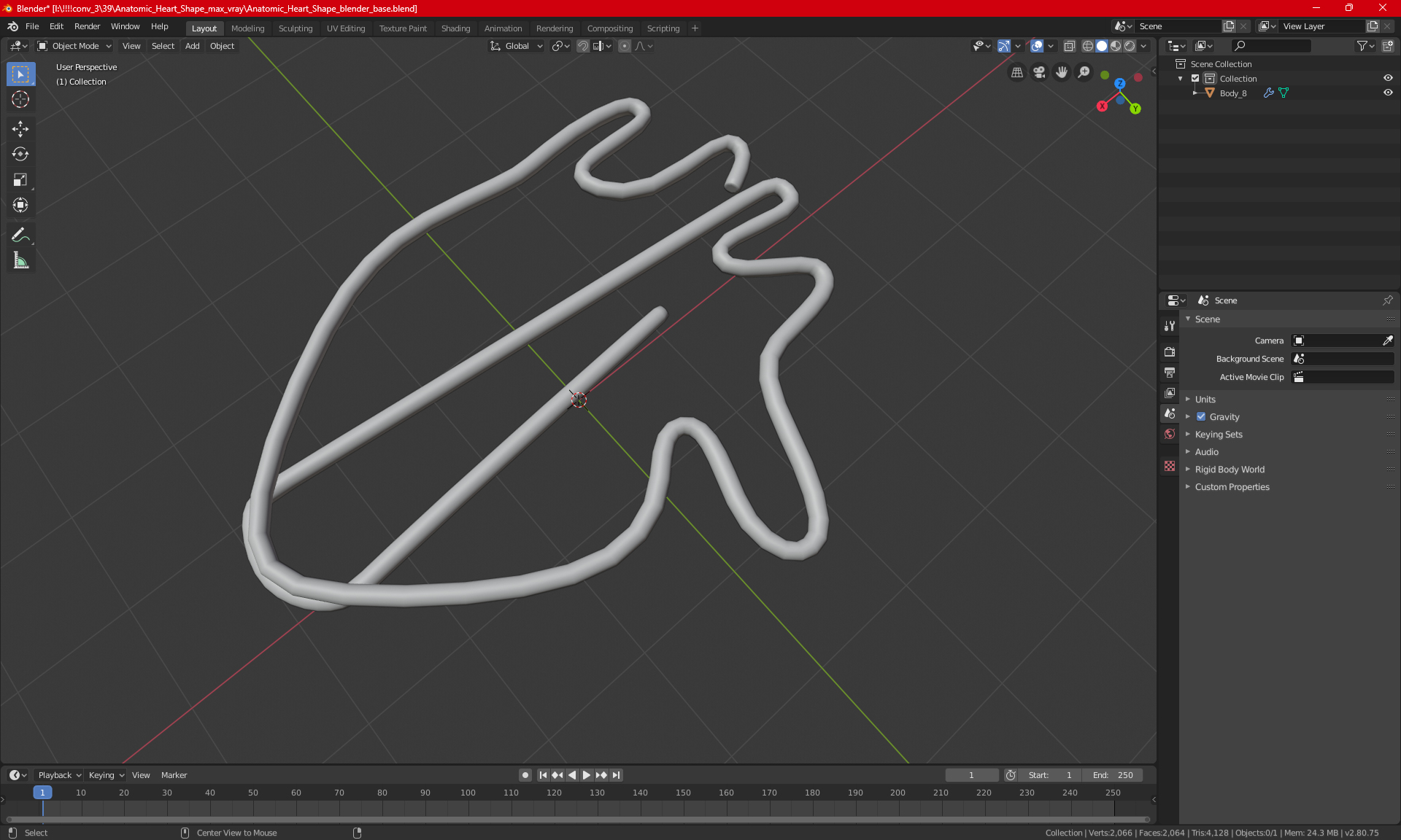 3D model Anatomic Heart Shape