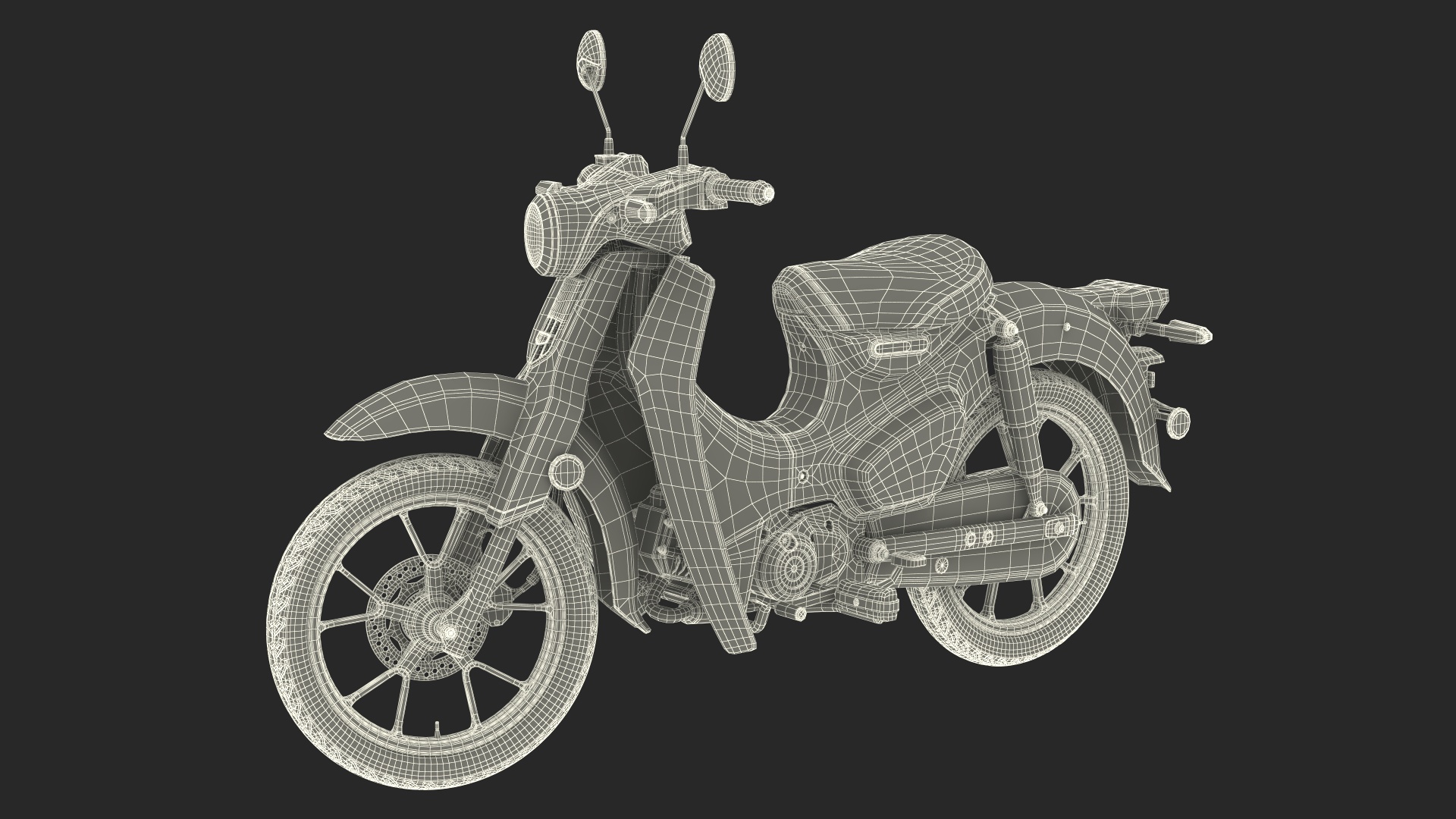 Scooter Honda Super Cub 2024 Red Rigged 3D model