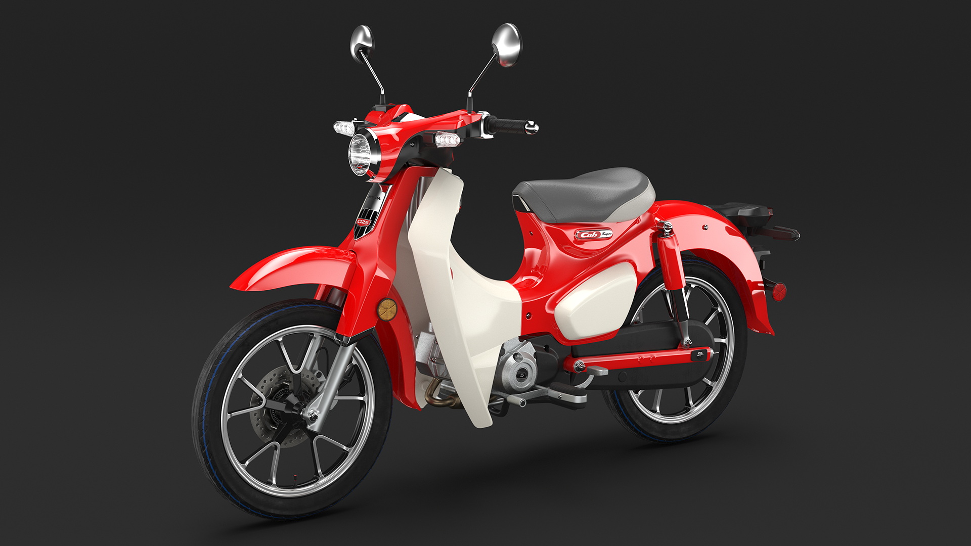 Scooter Honda Super Cub 2024 Red Rigged 3D model