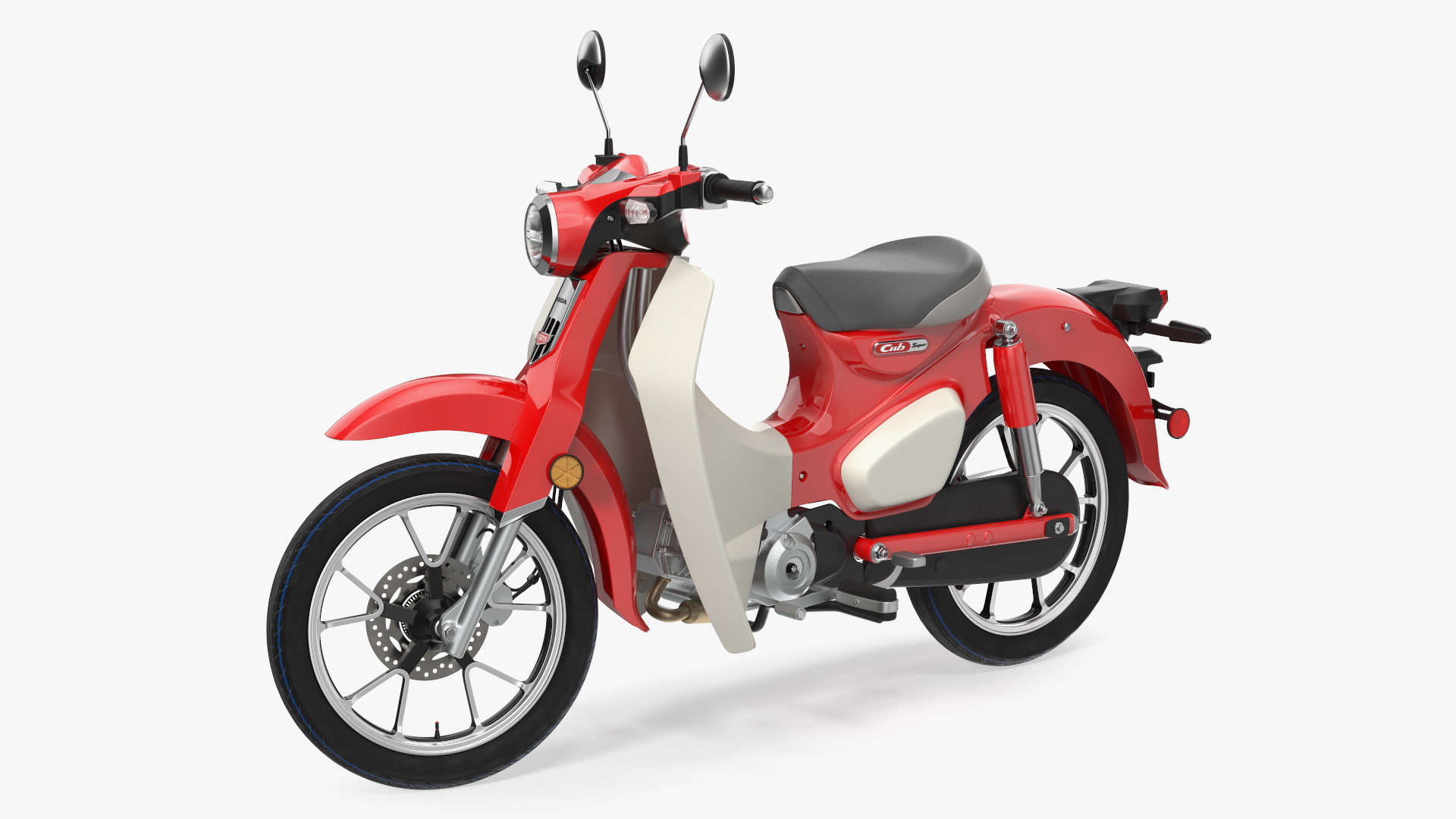 Scooter Honda Super Cub 2024 Red Rigged 3D model
