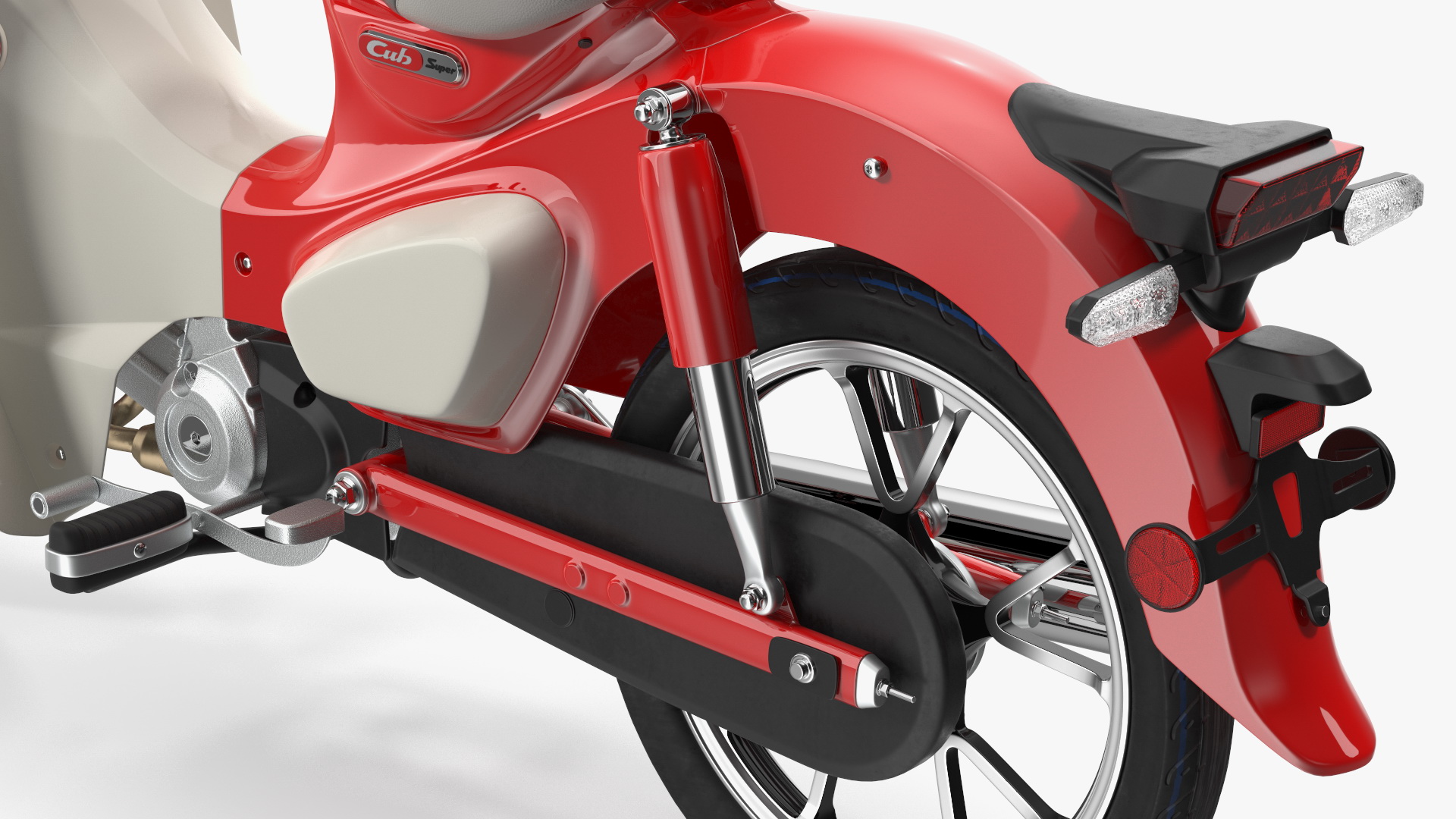 Scooter Honda Super Cub 2024 Red Rigged 3D model