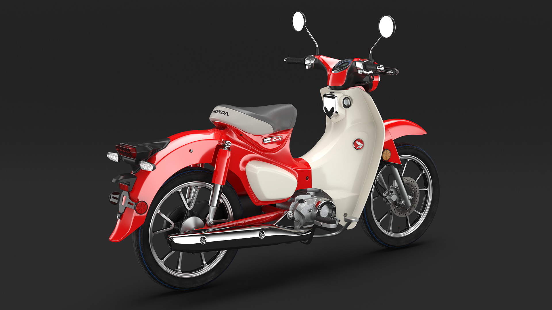 Scooter Honda Super Cub 2024 Red Rigged 3D model