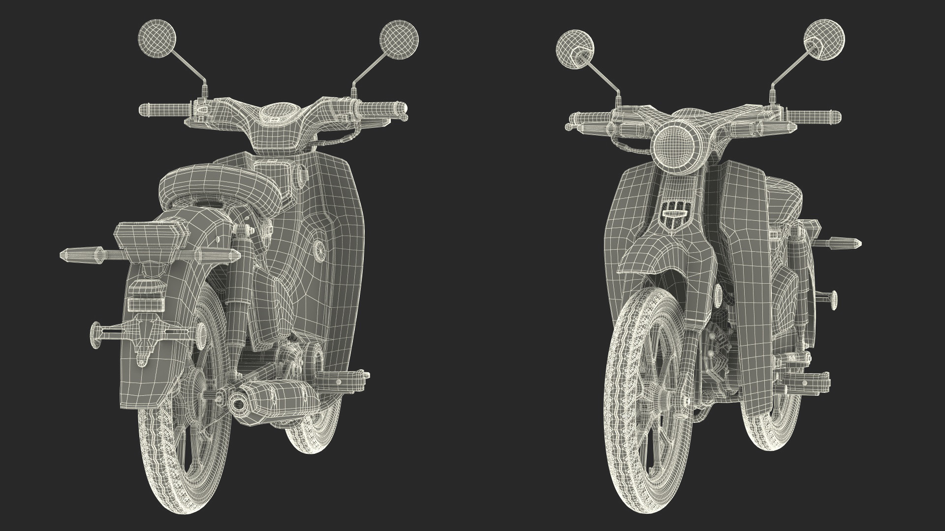 Scooter Honda Super Cub 2024 Red Rigged 3D model