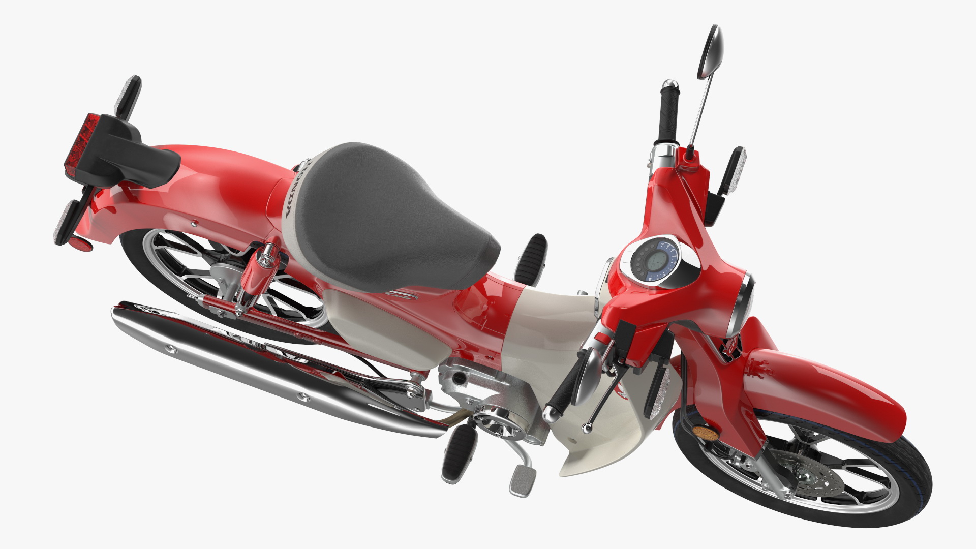 Scooter Honda Super Cub 2024 Red Rigged 3D model