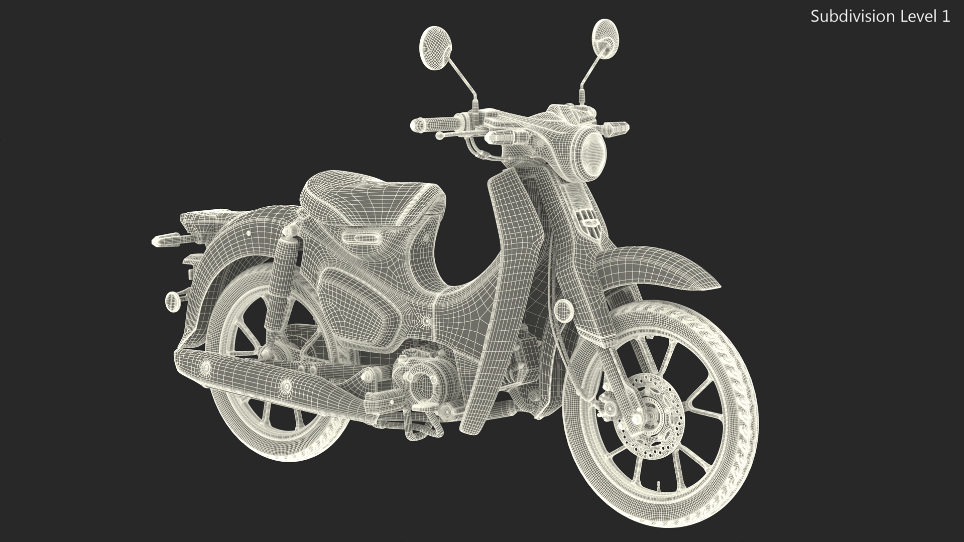 Scooter Honda Super Cub 2024 Red Rigged 3D model