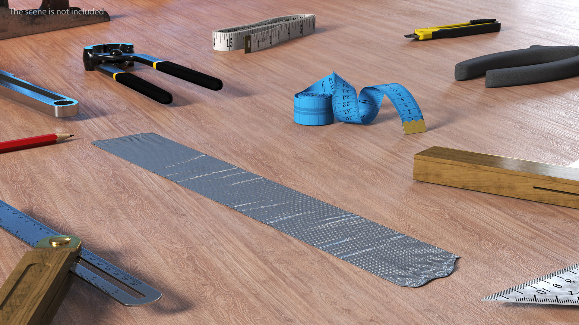 3D model Strip of Silver Gray Duct Tape