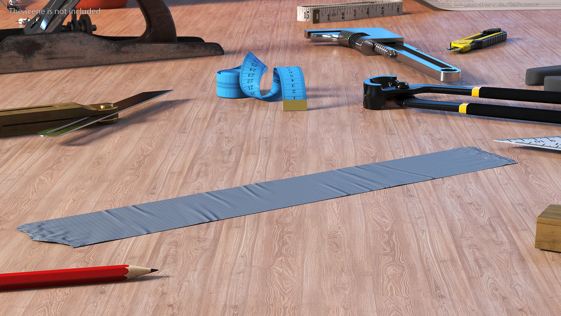 3D model Strip of Silver Gray Duct Tape
