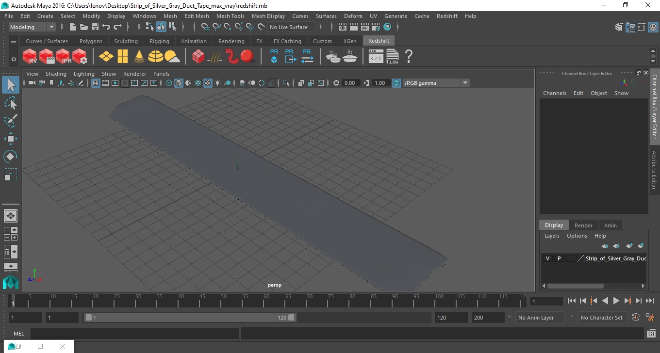 3D model Strip of Silver Gray Duct Tape