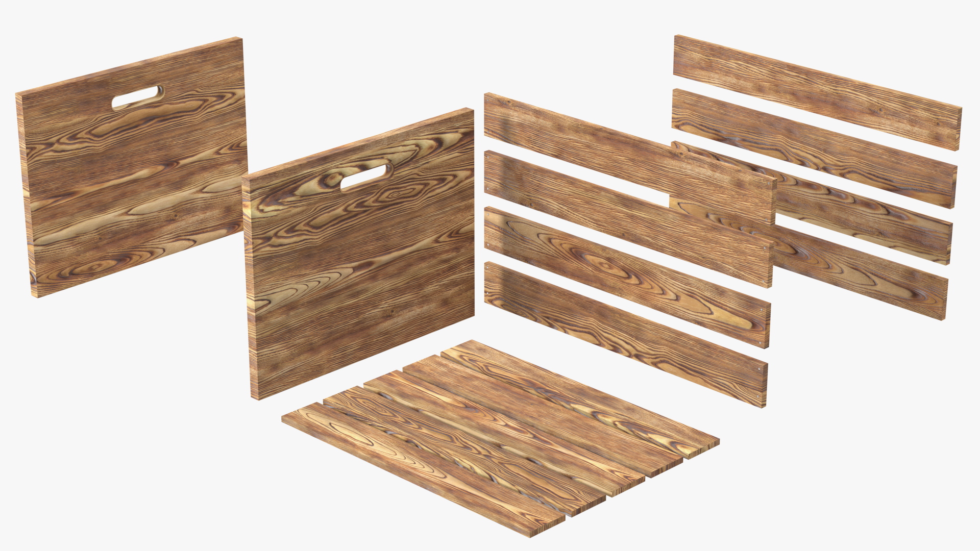 3D model Large High Box of Burnt Planks