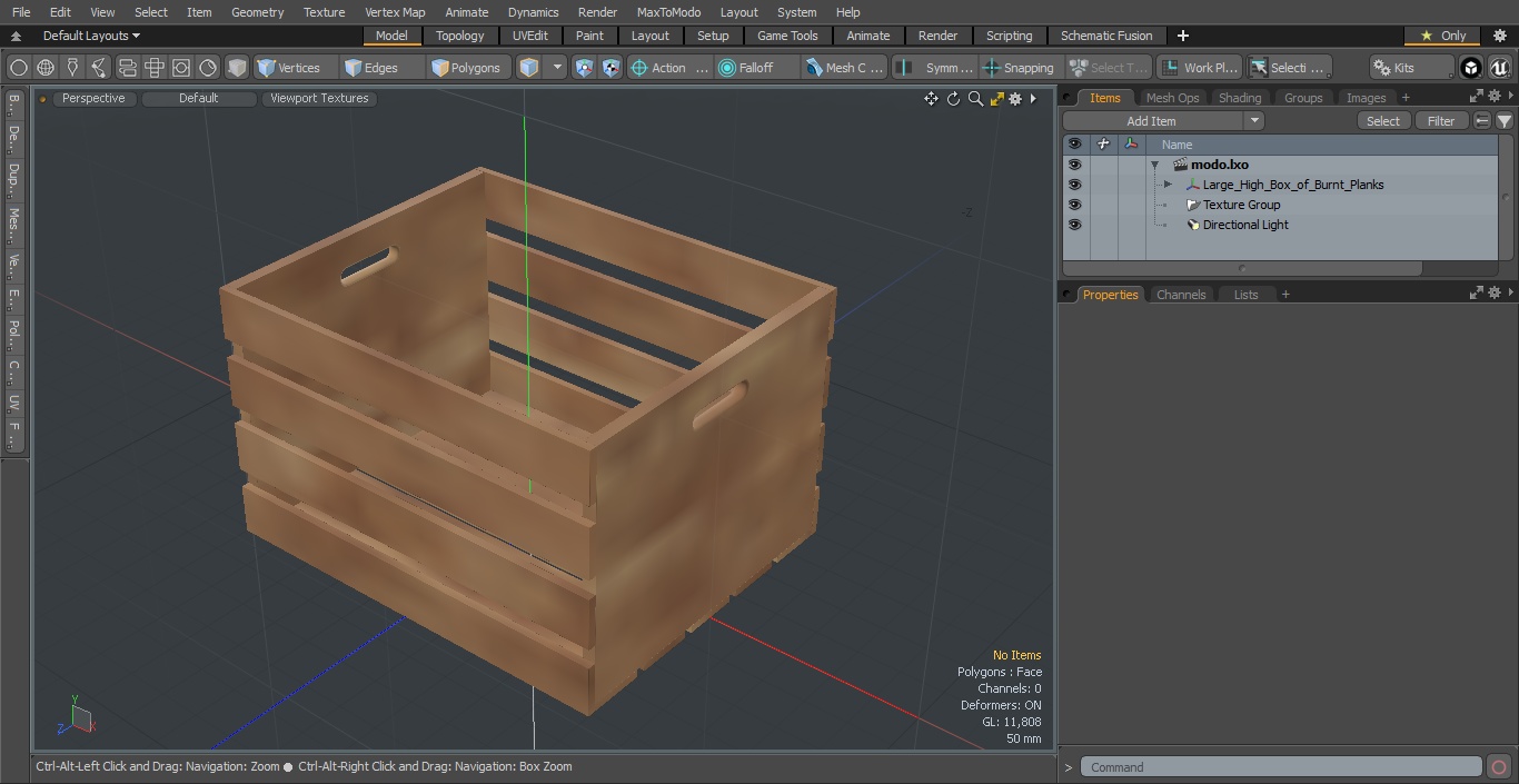 3D model Large High Box of Burnt Planks