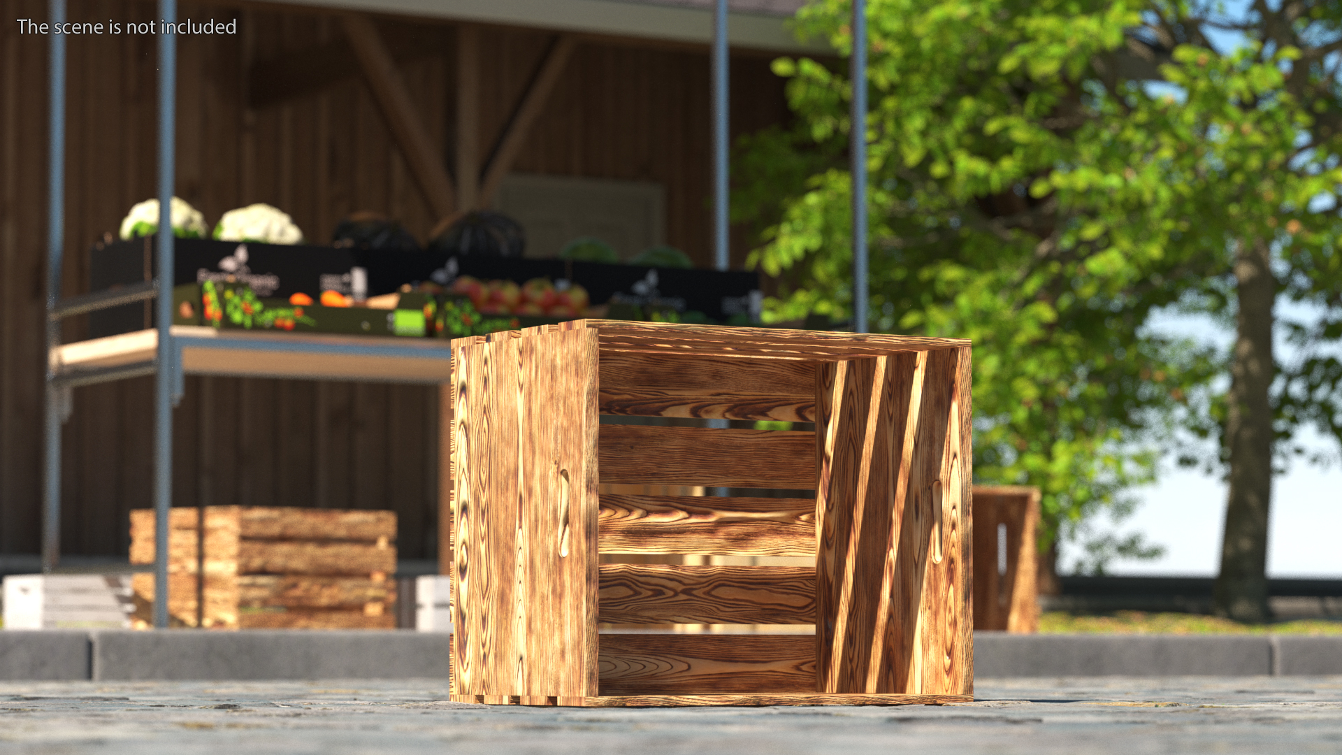 3D model Large High Box of Burnt Planks