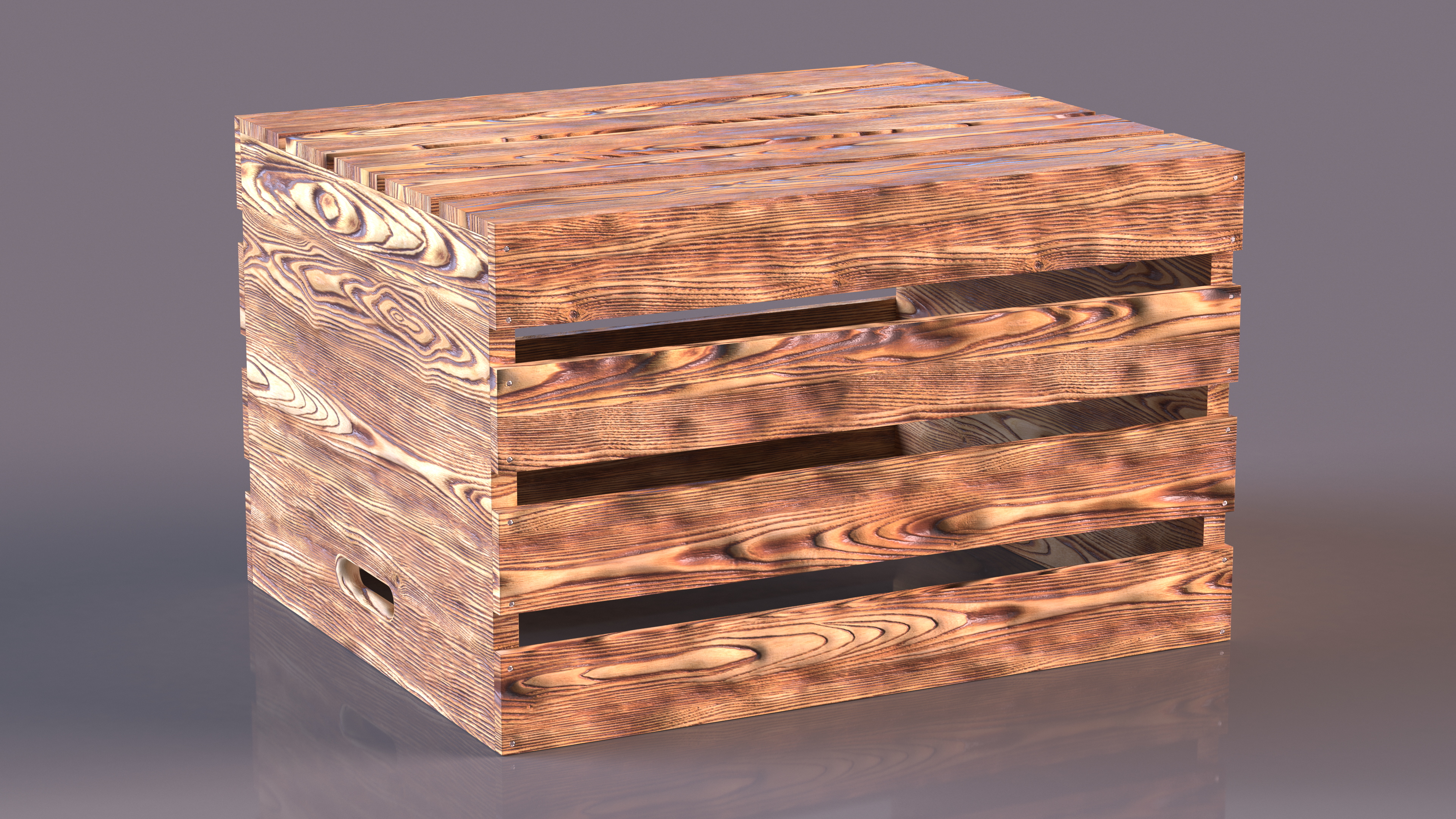 3D model Large High Box of Burnt Planks