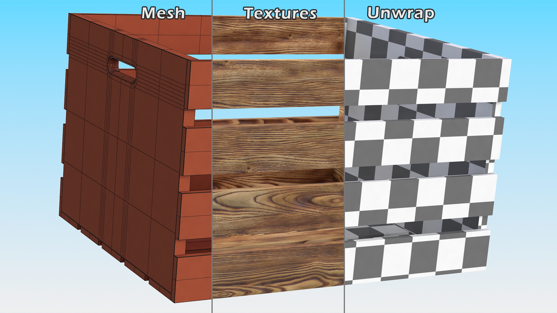 3D model Large High Box of Burnt Planks