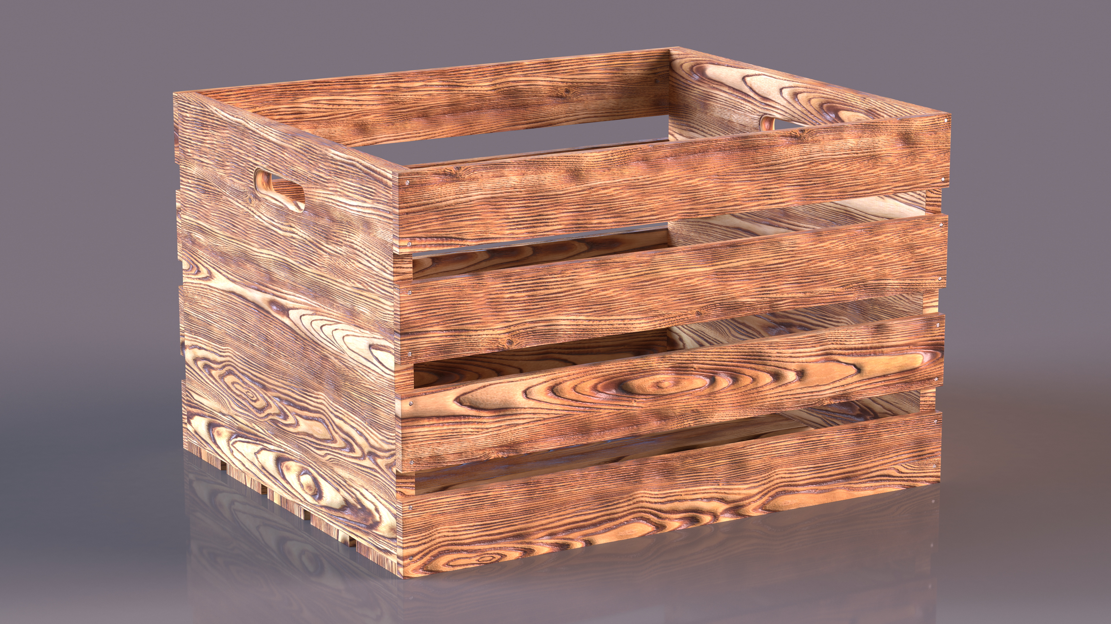 3D model Large High Box of Burnt Planks