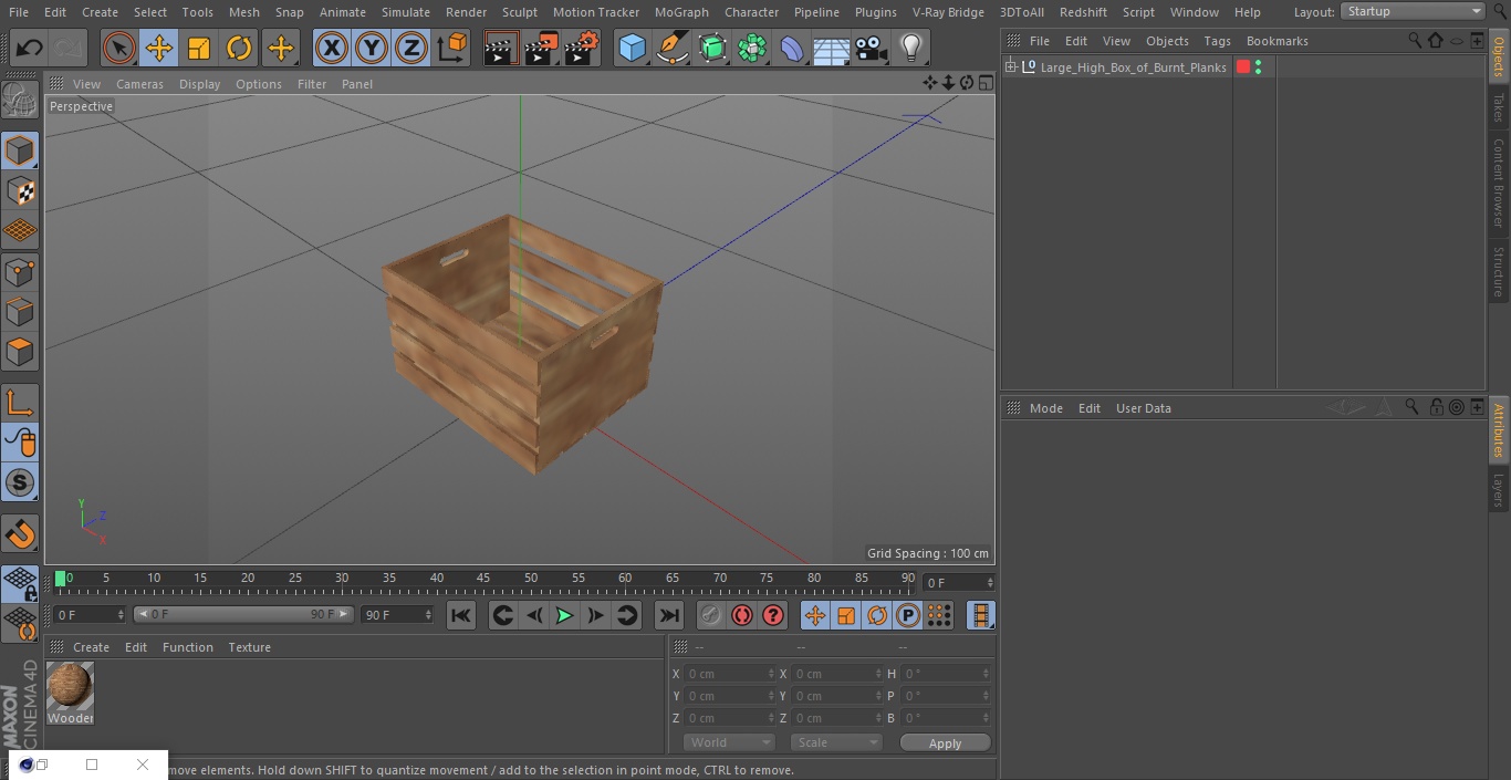 3D model Large High Box of Burnt Planks