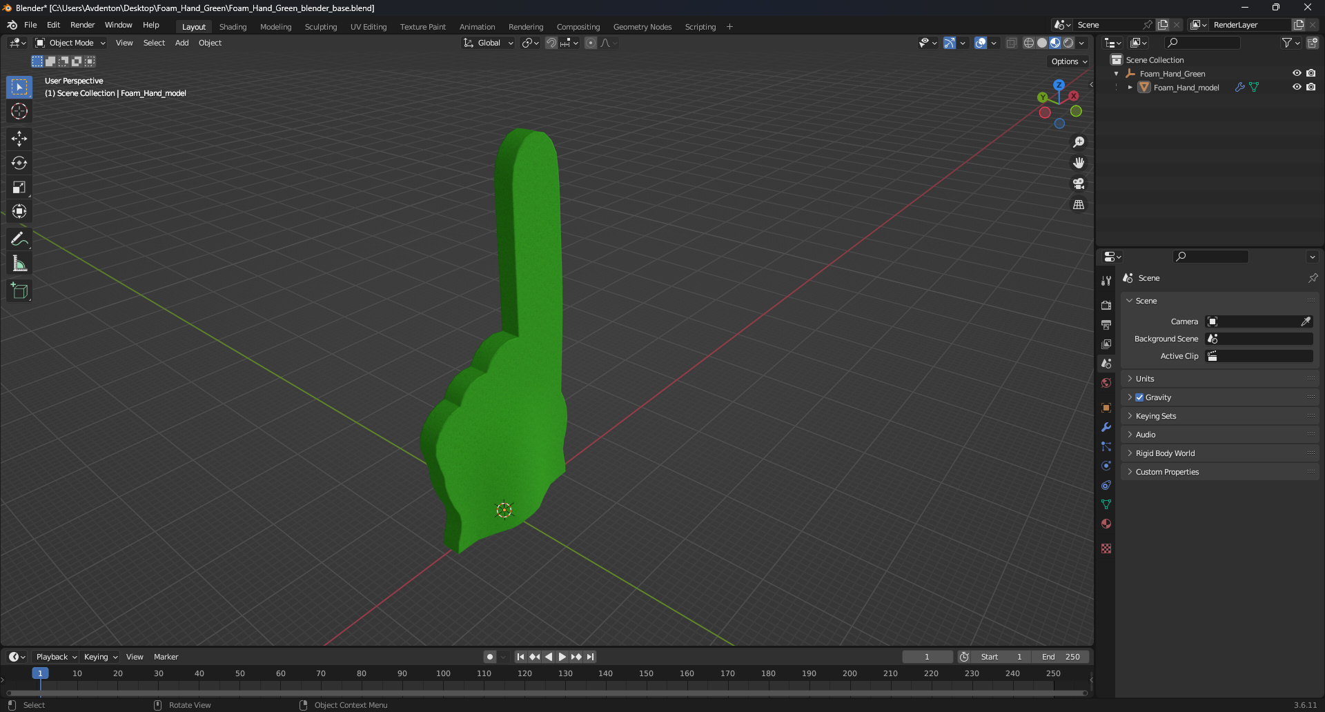 3D model Foam Hand Green