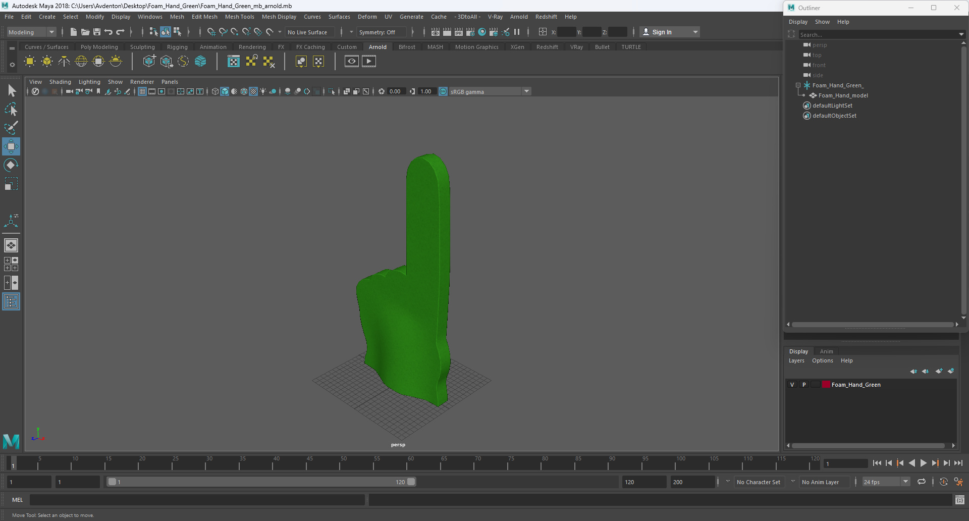 3D model Foam Hand Green