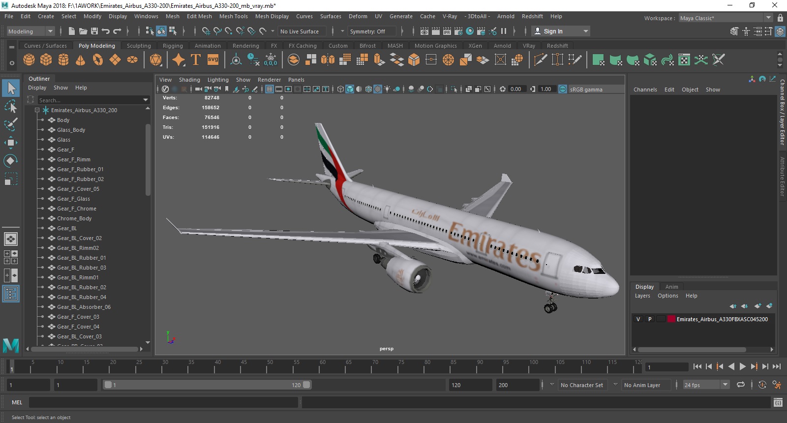 Emirates Airbus A330-200 3D model