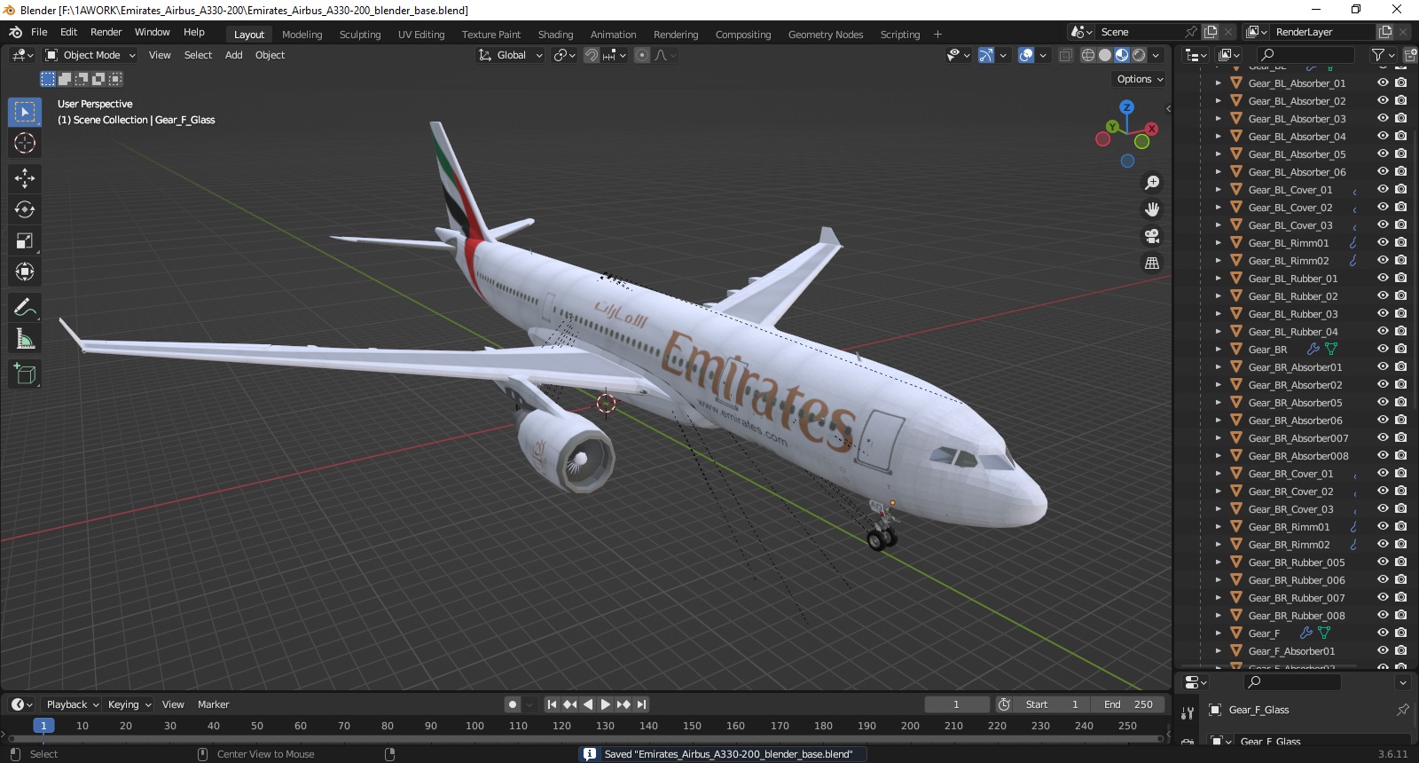 Emirates Airbus A330-200 3D model