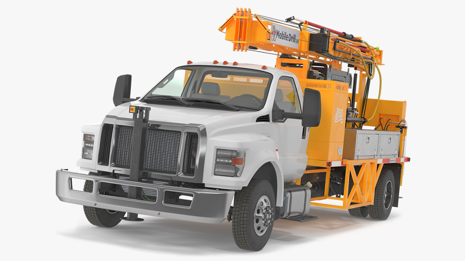 International Mechanical Mobile Drill Rig Truck Orange 3D model
