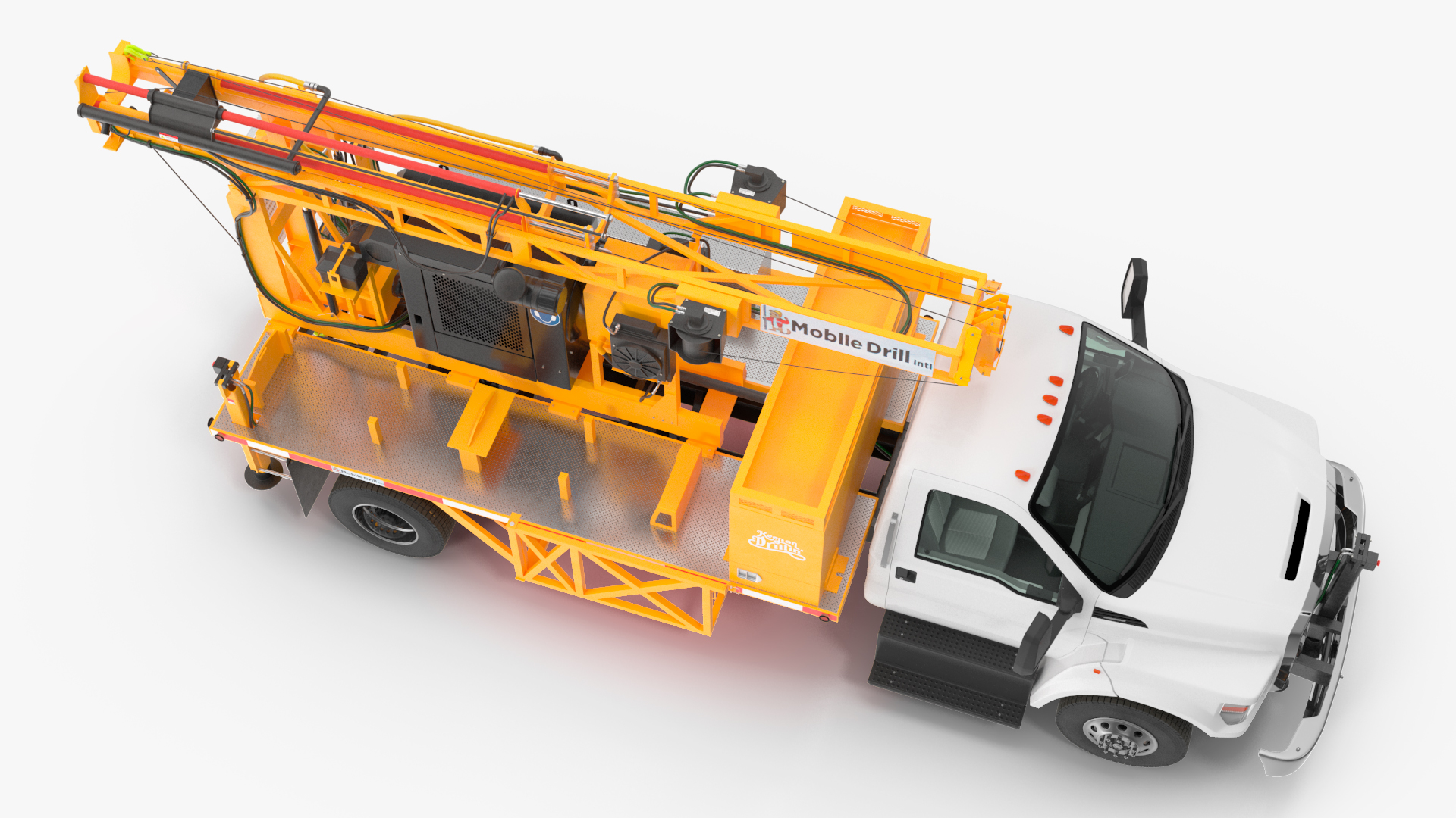 International Mechanical Mobile Drill Rig Truck Orange 3D model