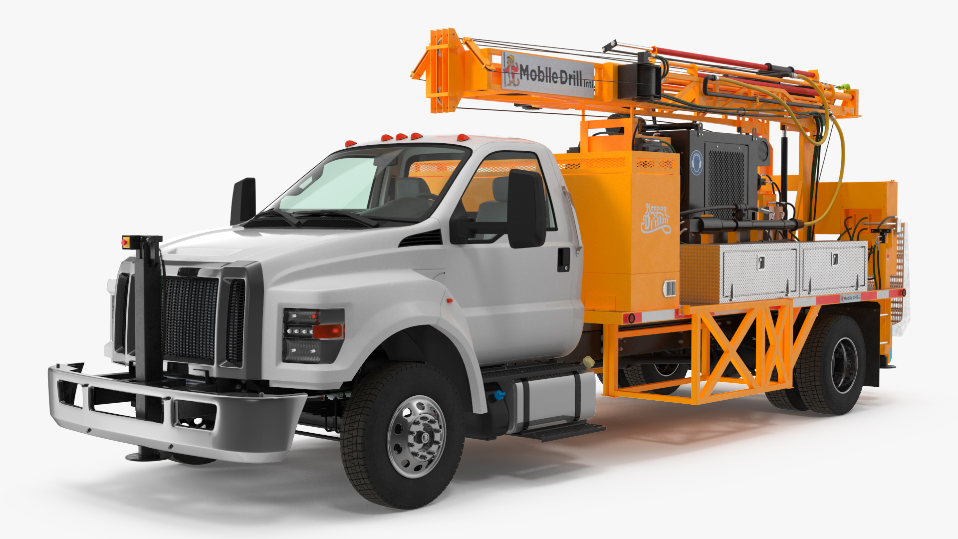 International Mechanical Mobile Drill Rig Truck Orange 3D model