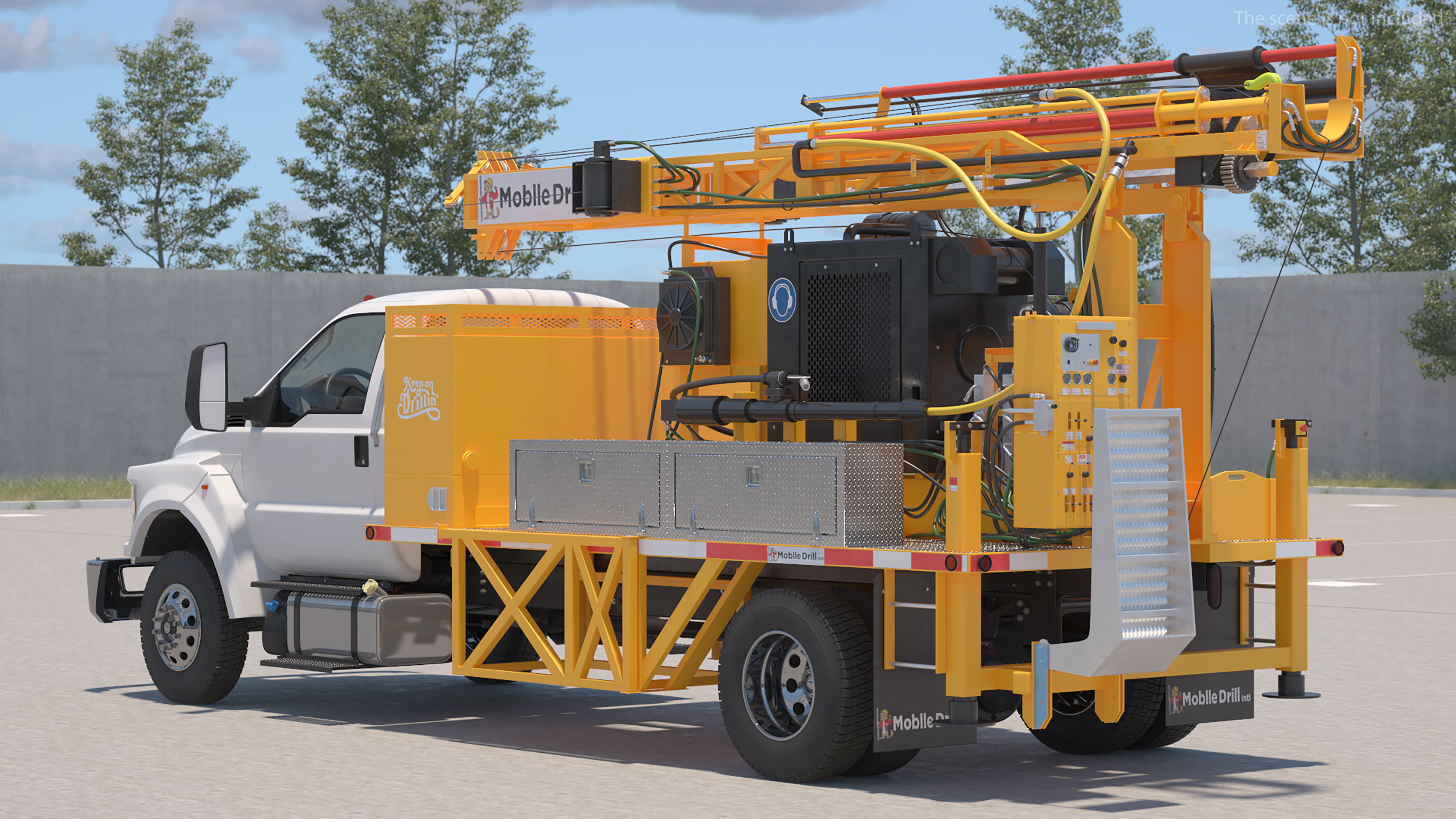 International Mechanical Mobile Drill Rig Truck Orange 3D model