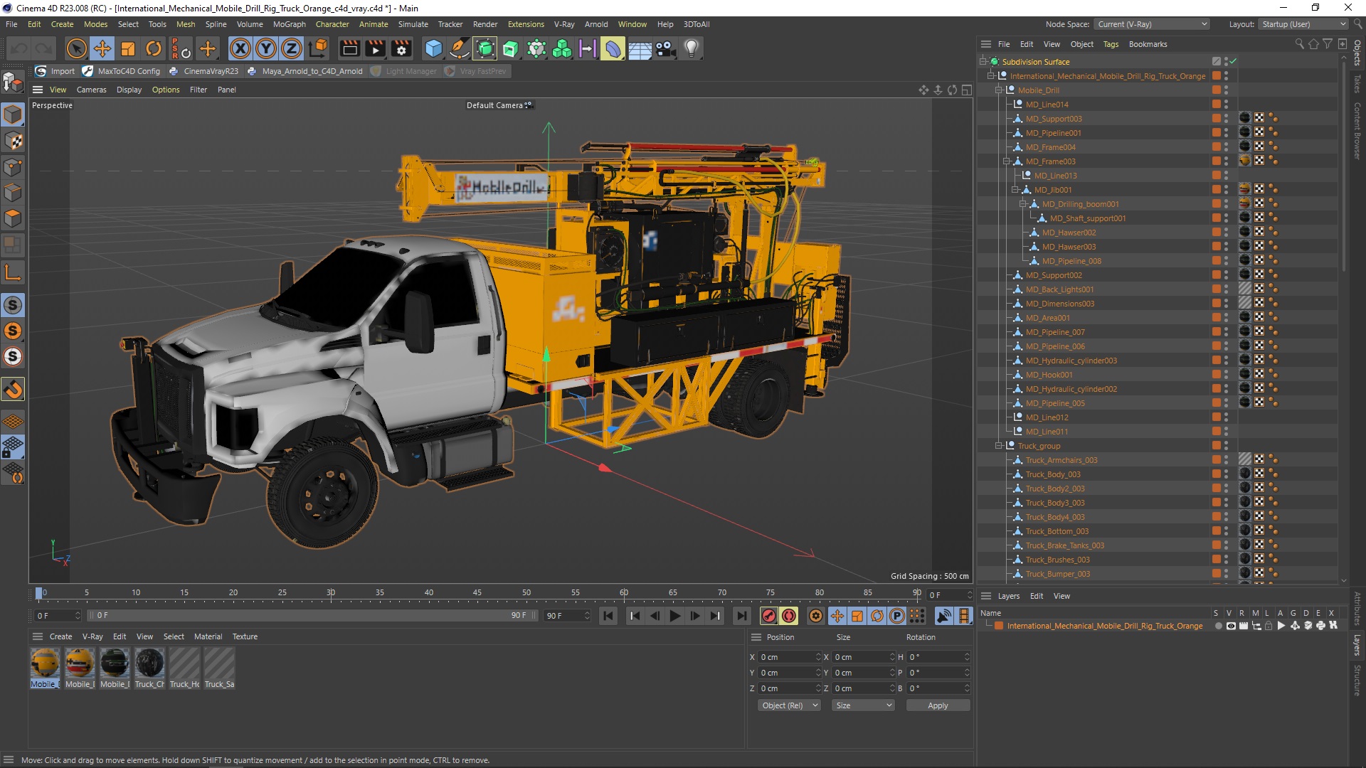 International Mechanical Mobile Drill Rig Truck Orange 3D model