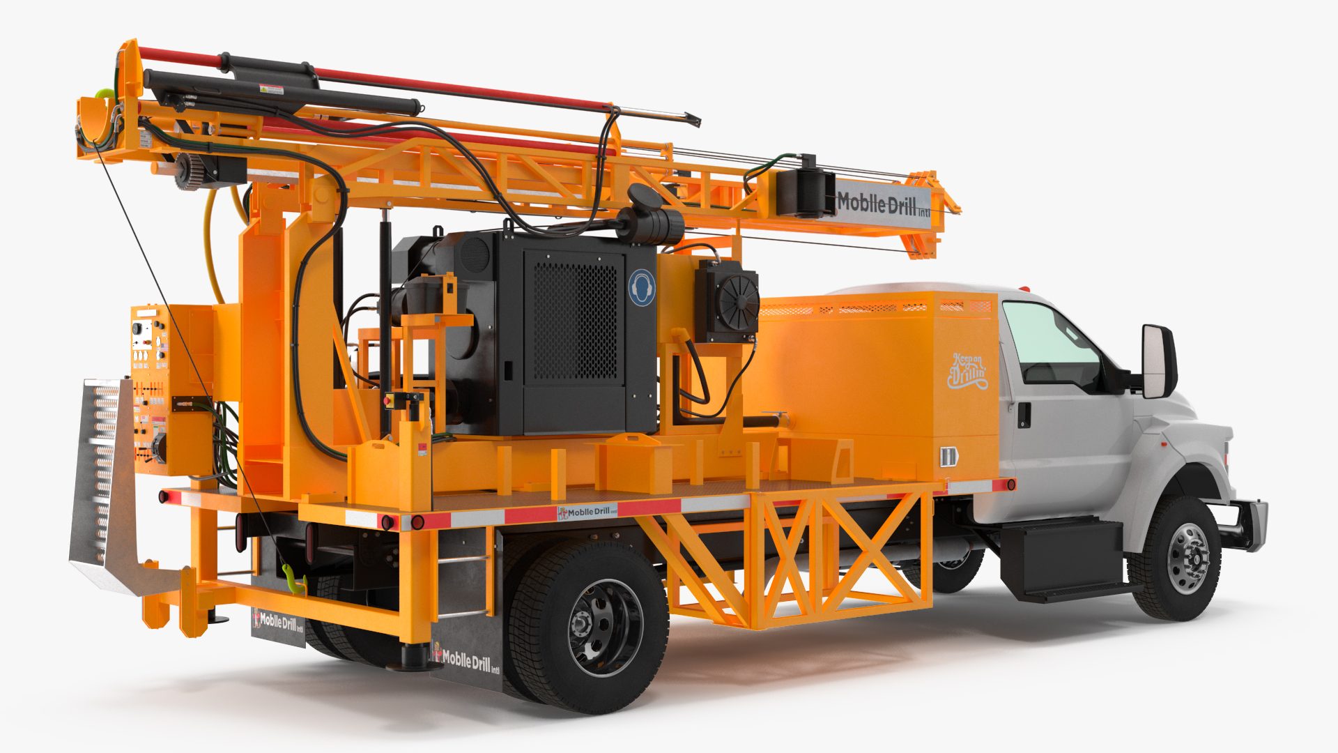 International Mechanical Mobile Drill Rig Truck Orange 3D model