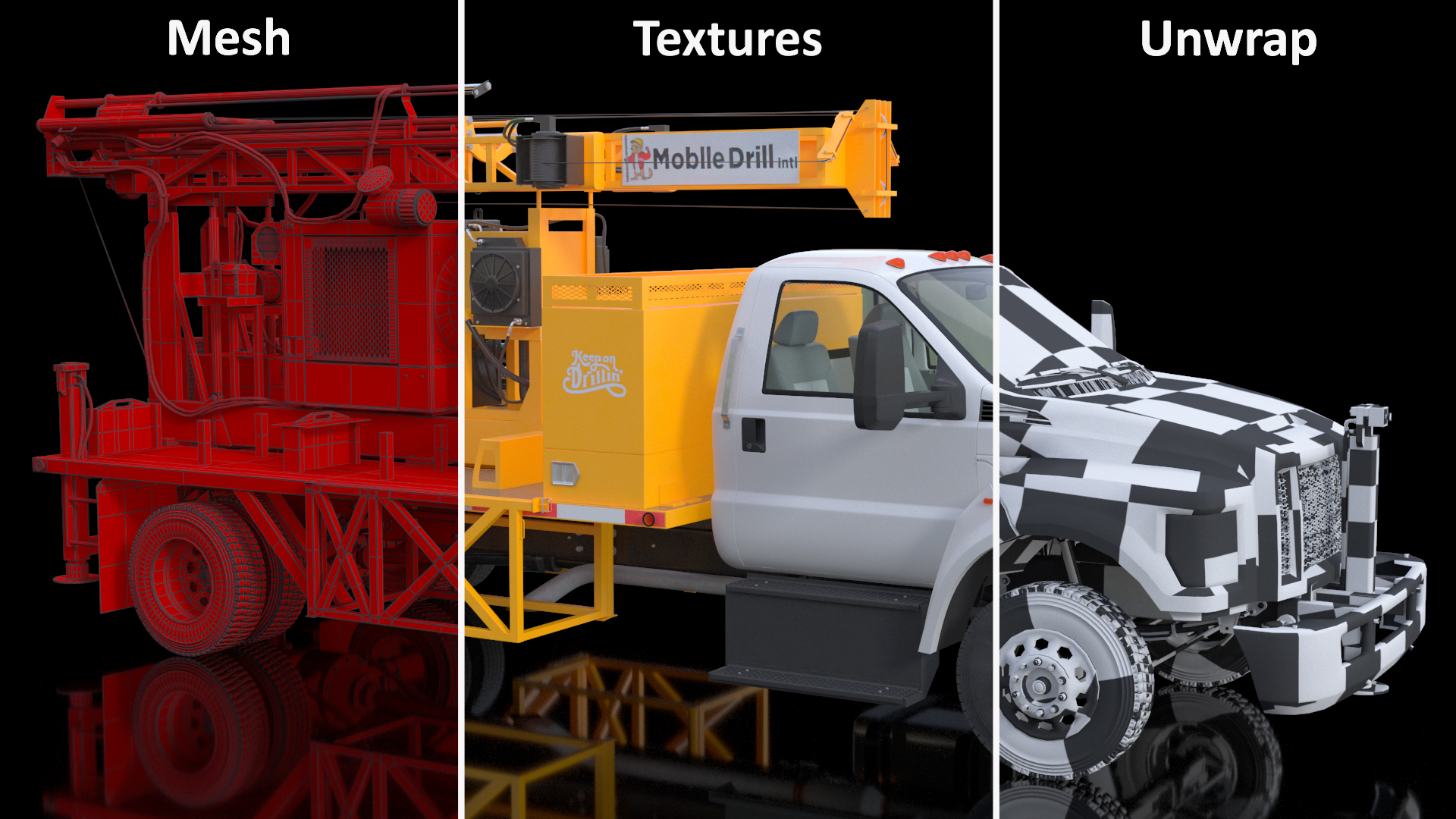 International Mechanical Mobile Drill Rig Truck Orange 3D model