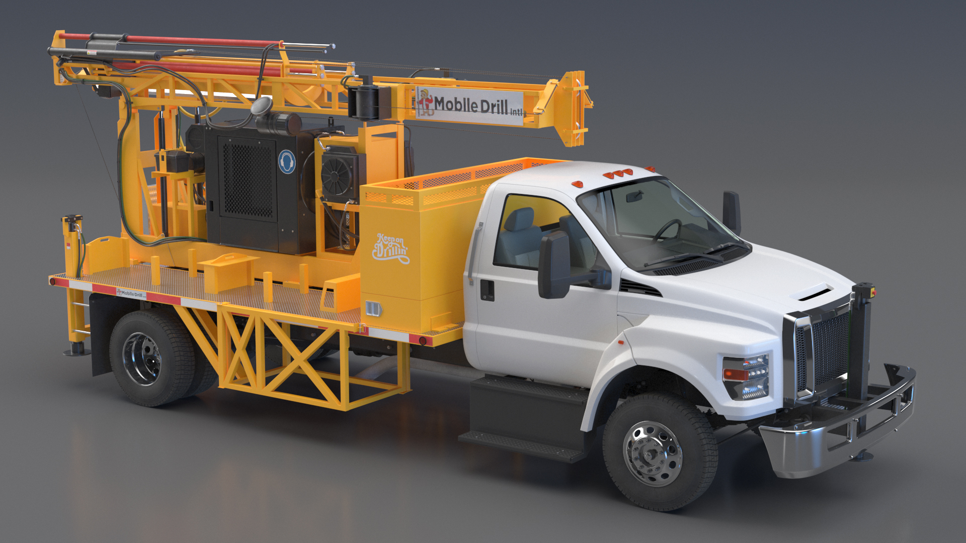 International Mechanical Mobile Drill Rig Truck Orange 3D model
