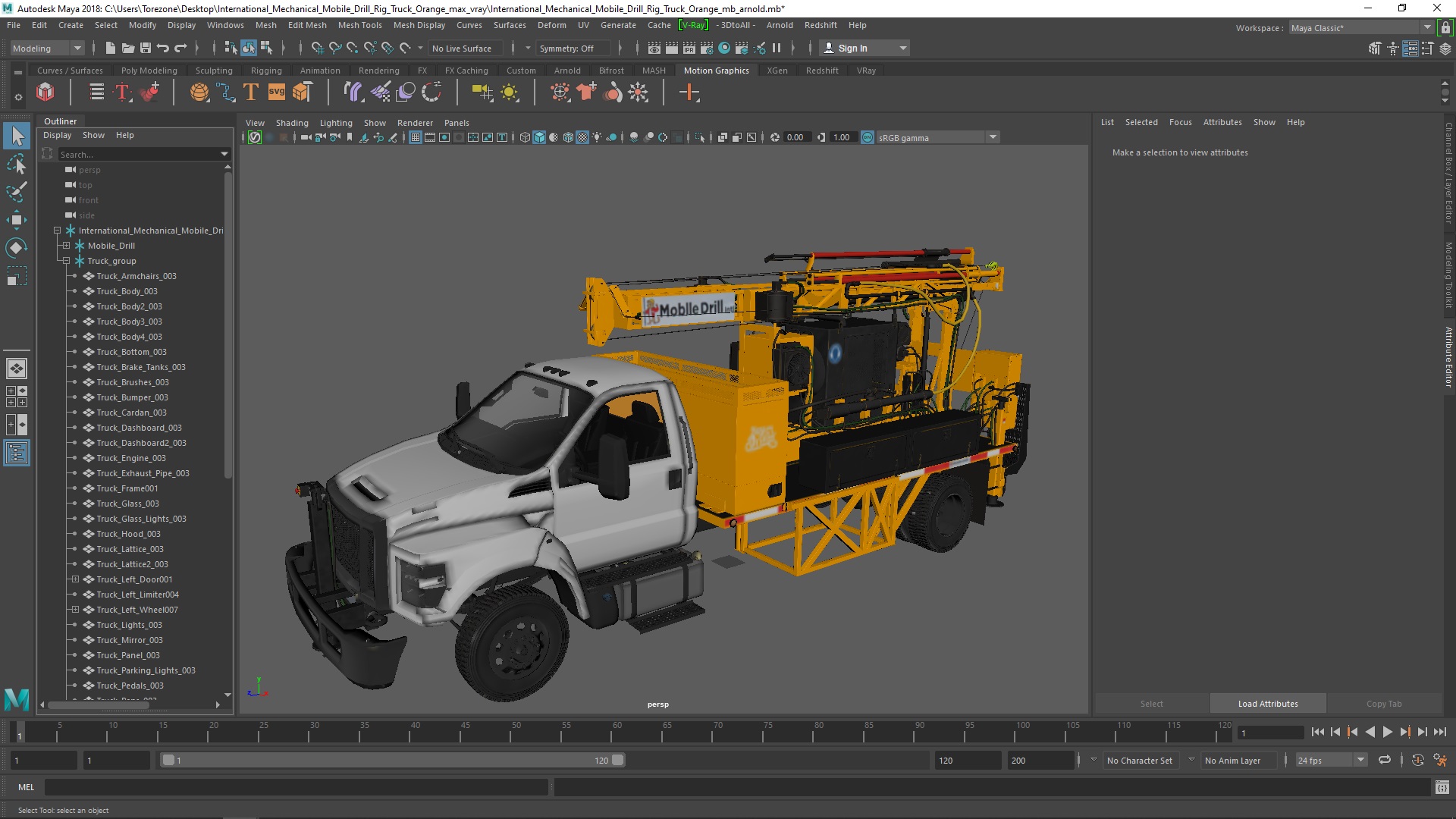 International Mechanical Mobile Drill Rig Truck Orange 3D model