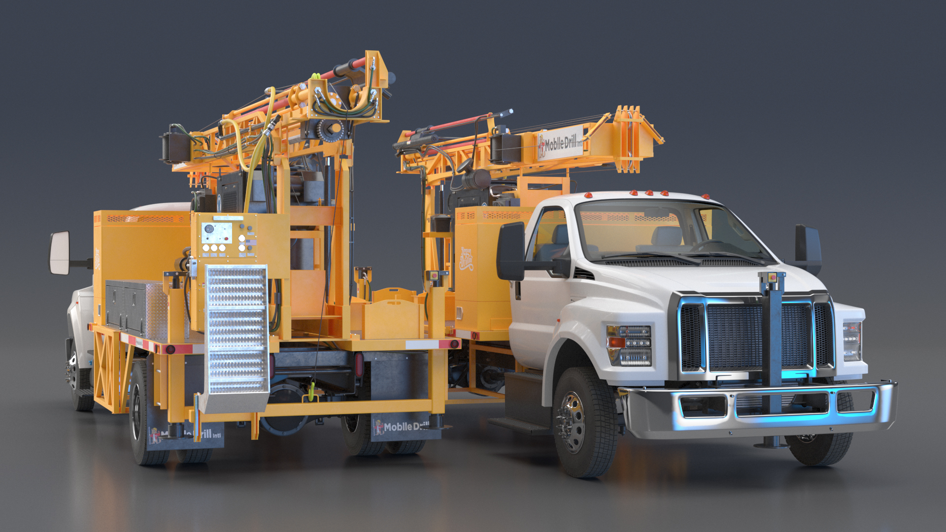 International Mechanical Mobile Drill Rig Truck Orange 3D model