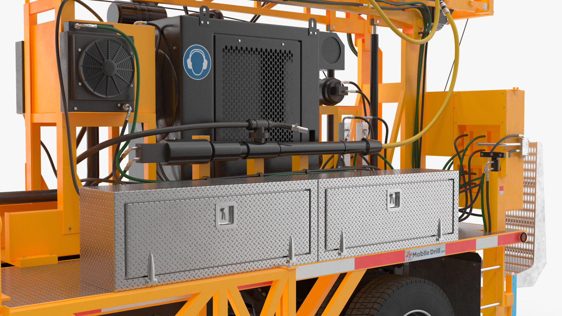 International Mechanical Mobile Drill Rig Truck Orange 3D model