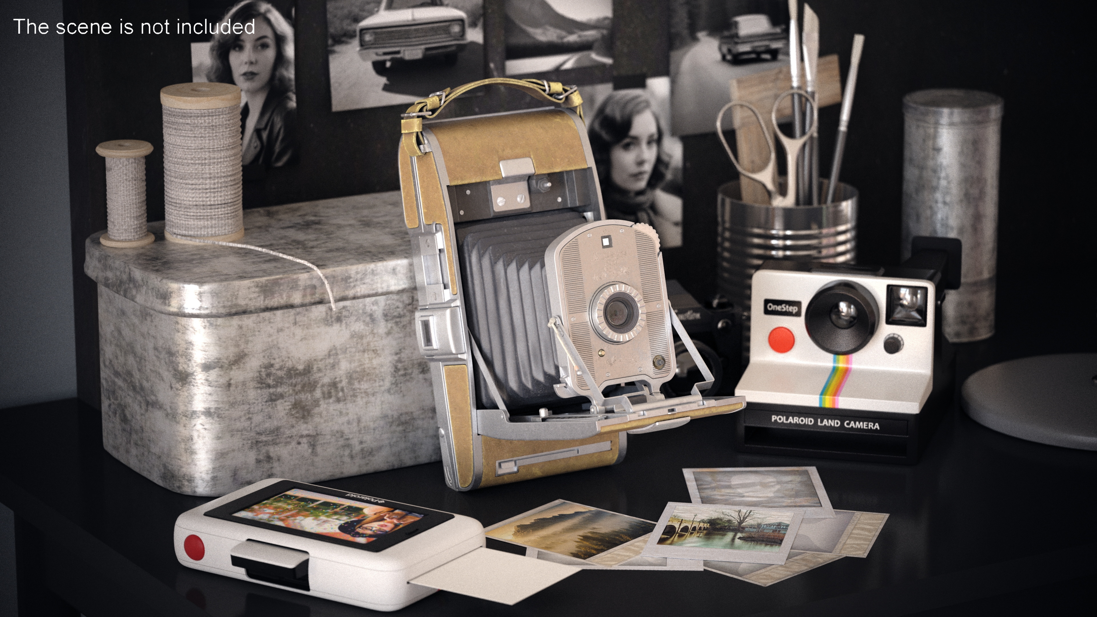 3D Old Vintage Folding Camera