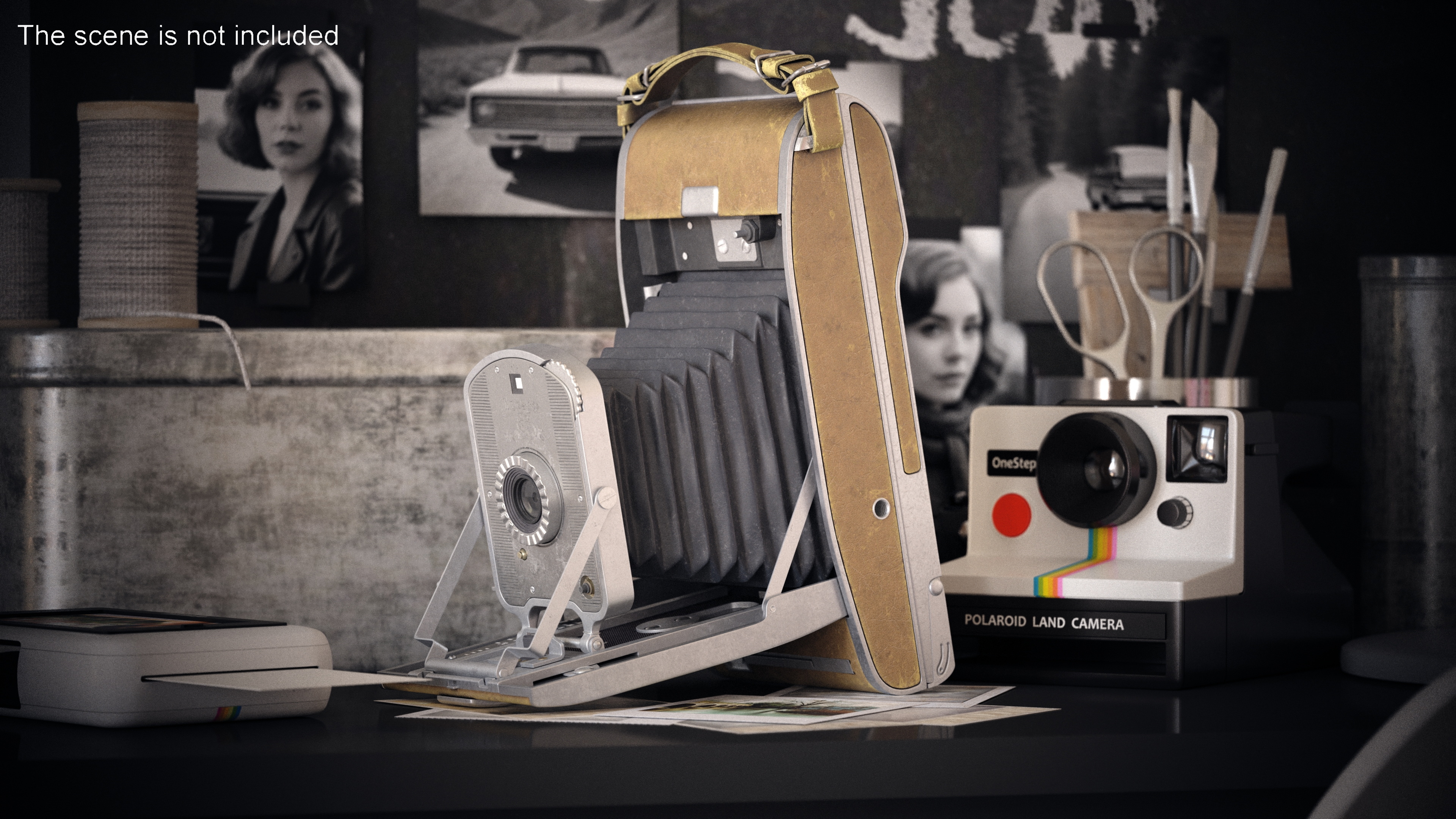 3D Old Vintage Folding Camera