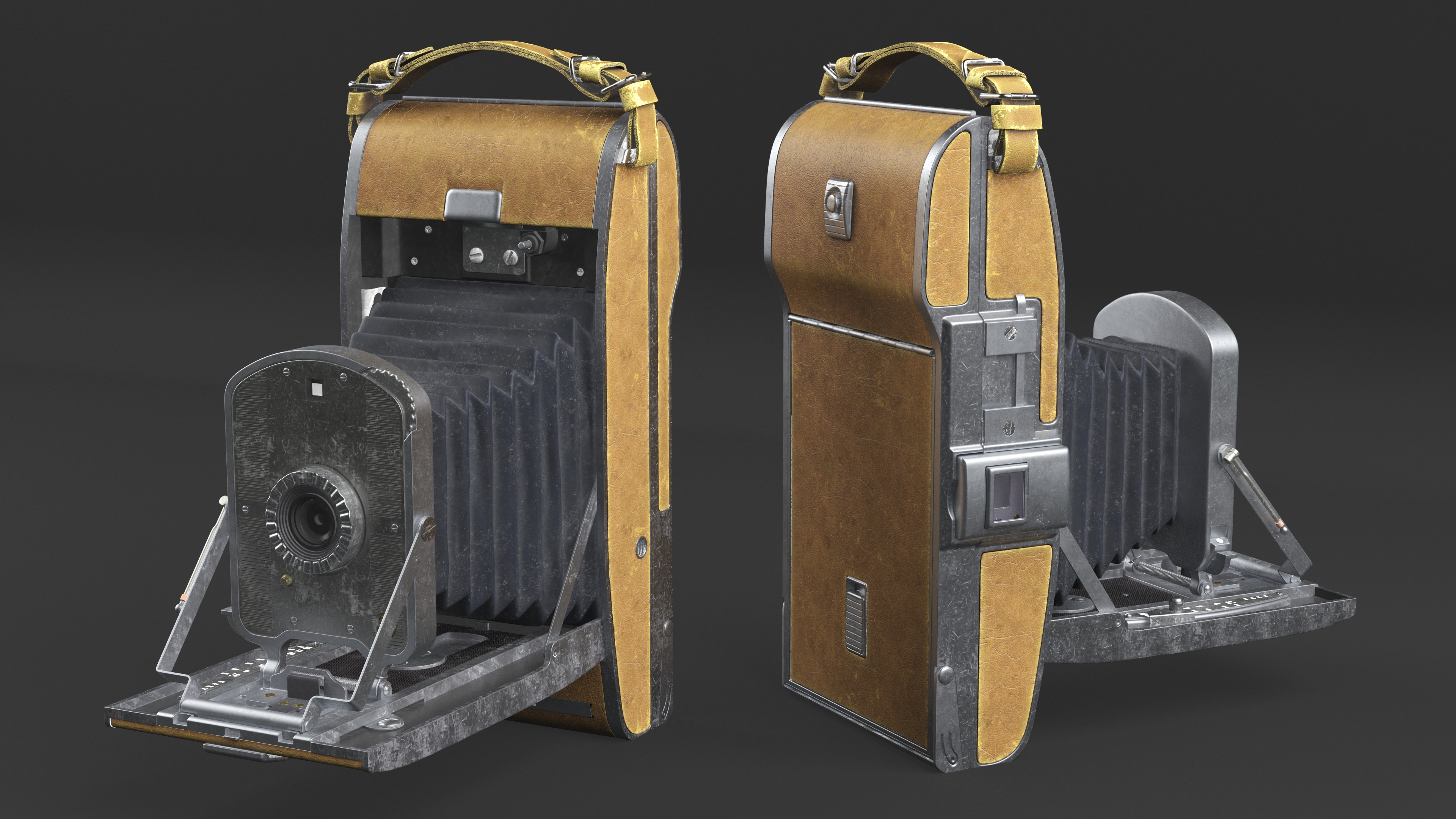3D Old Vintage Folding Camera