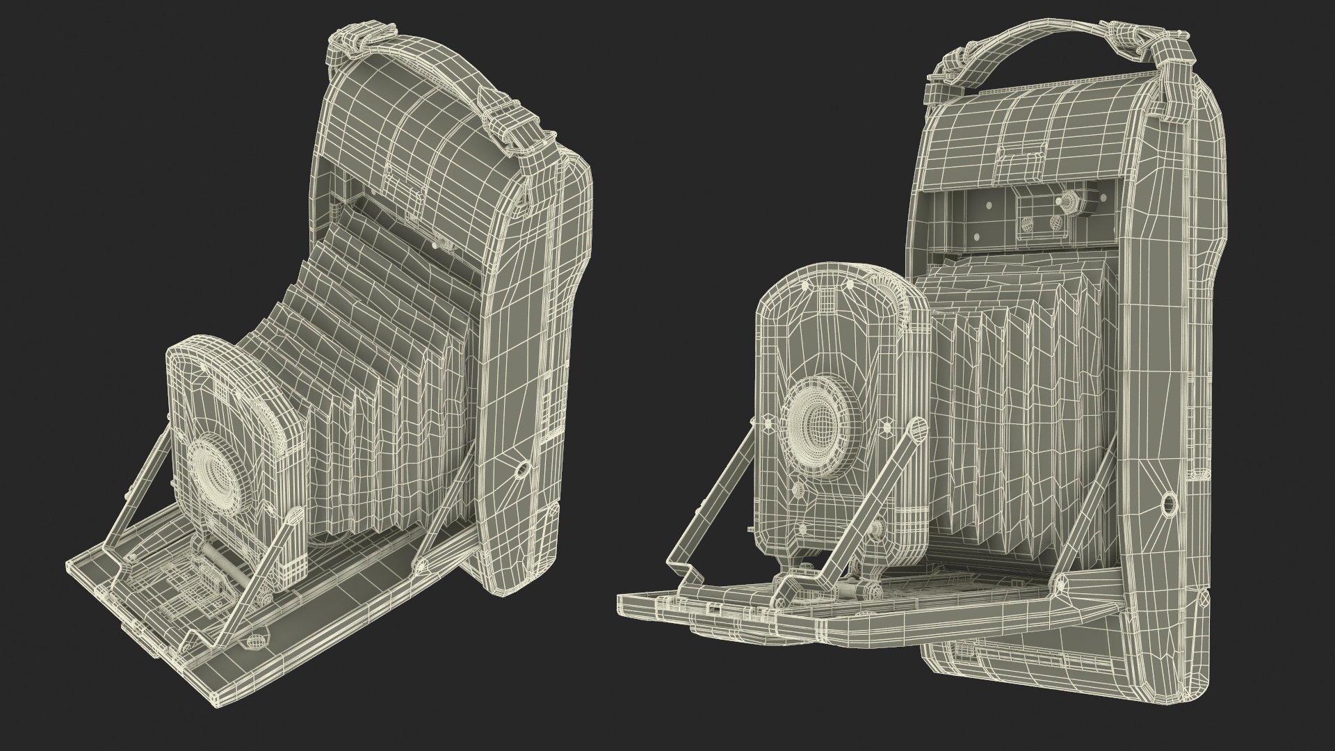 3D Old Vintage Folding Camera