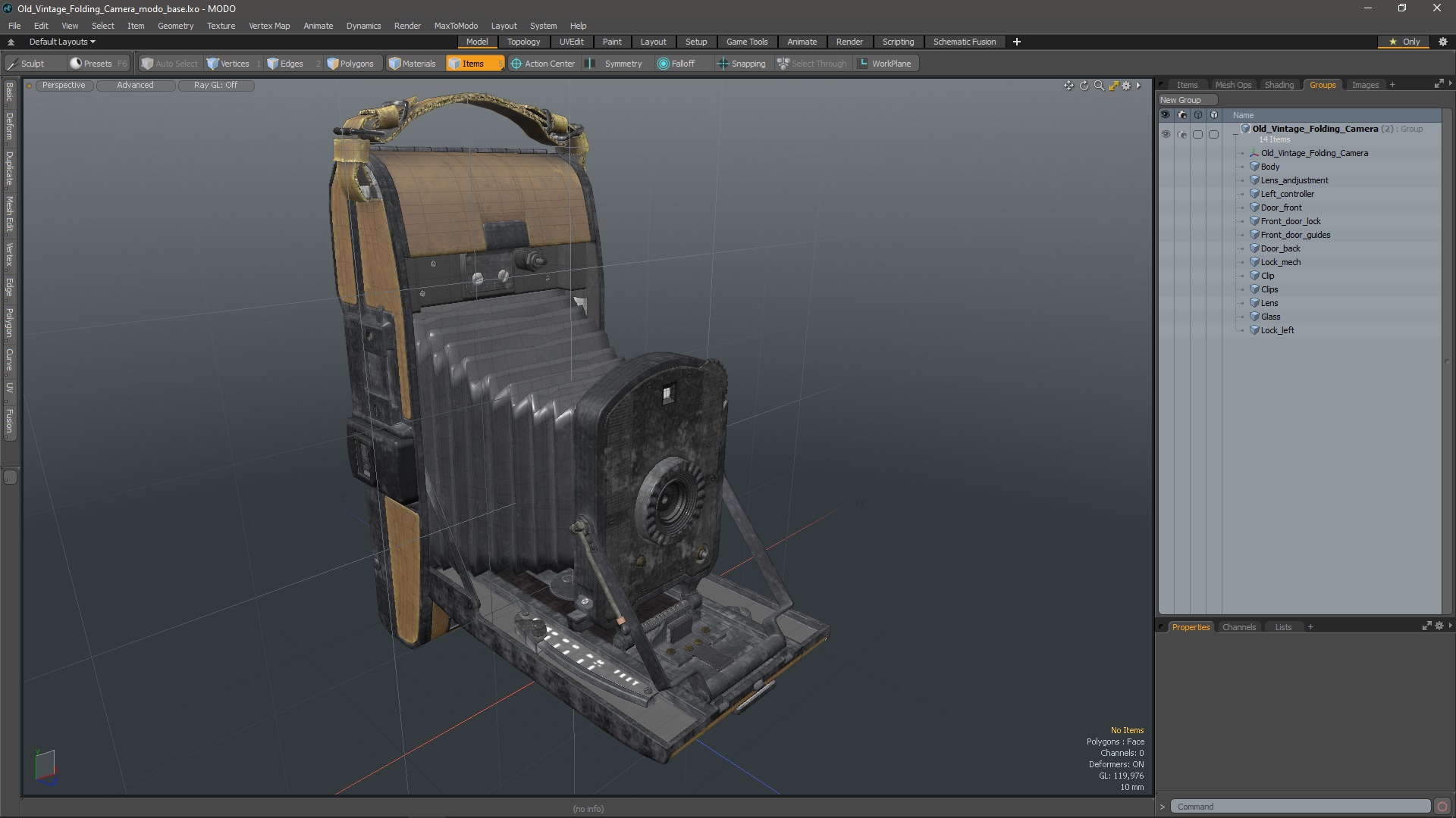 3D Old Vintage Folding Camera